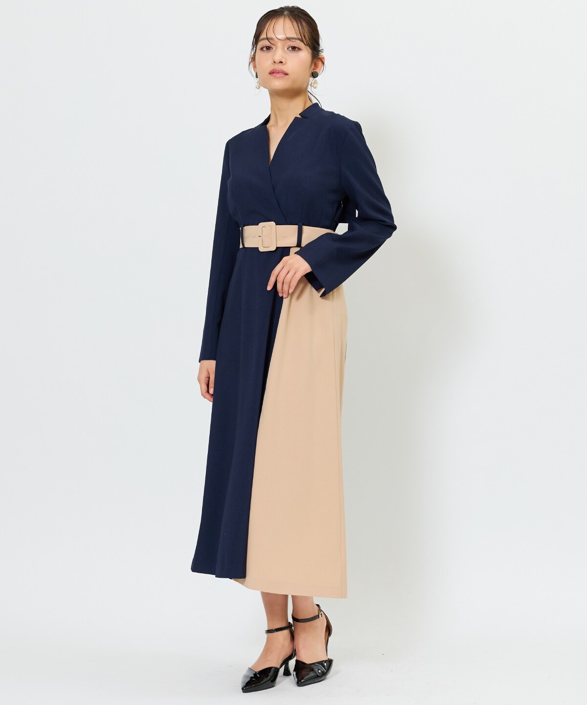 バイカラーカシュクールワンピース