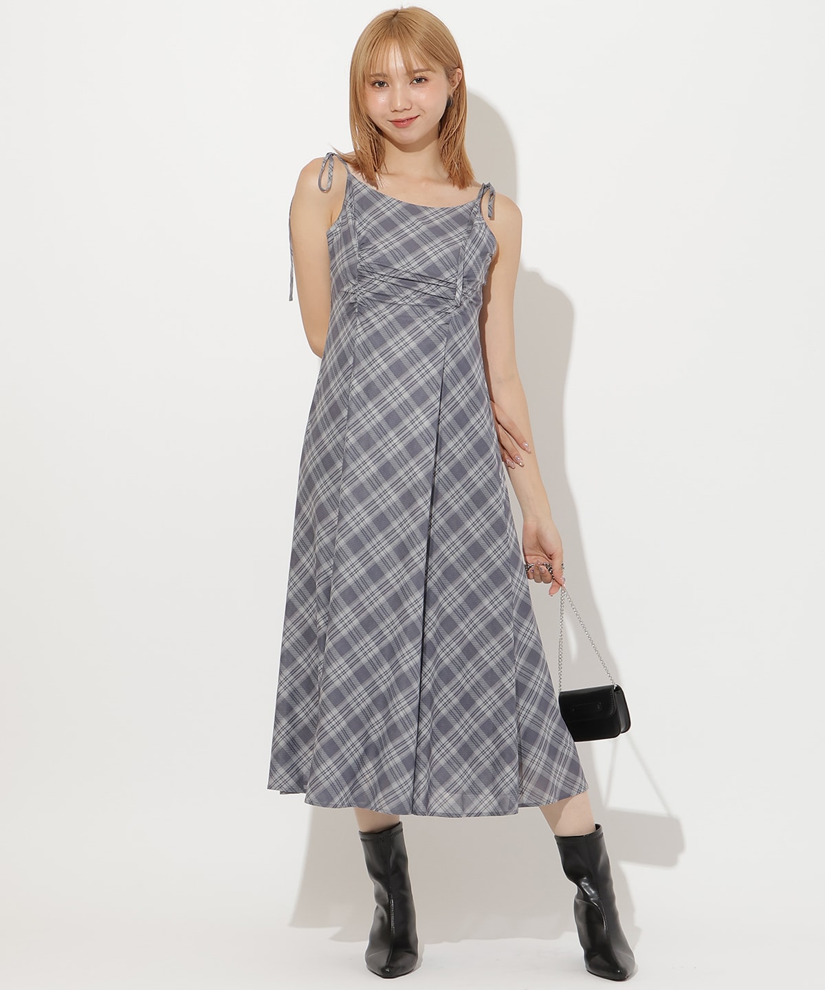 バイヤスチェックキャミワンピース