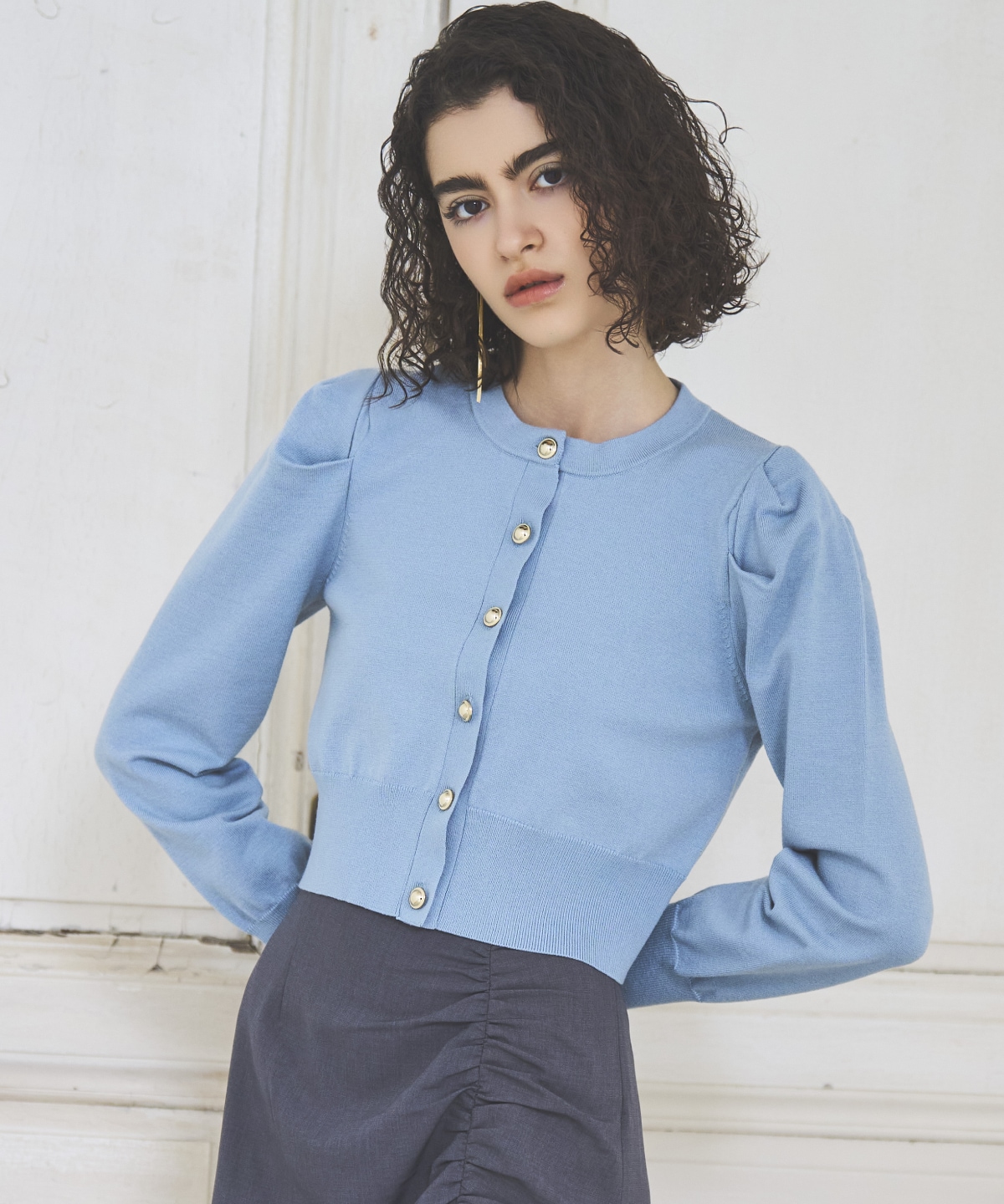 パワショルクルーネックカーディガン