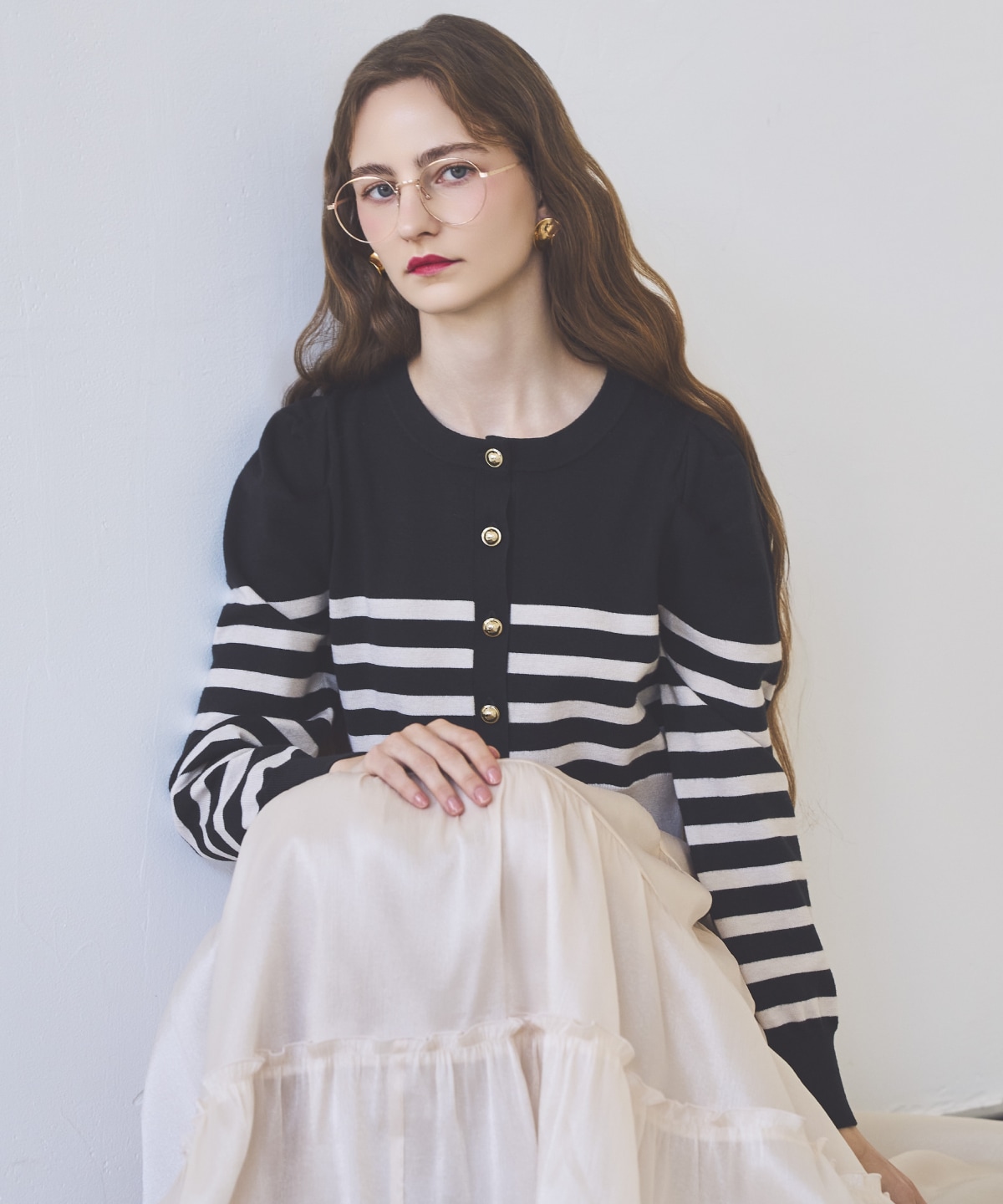 パワショルクルーネックカーディガン