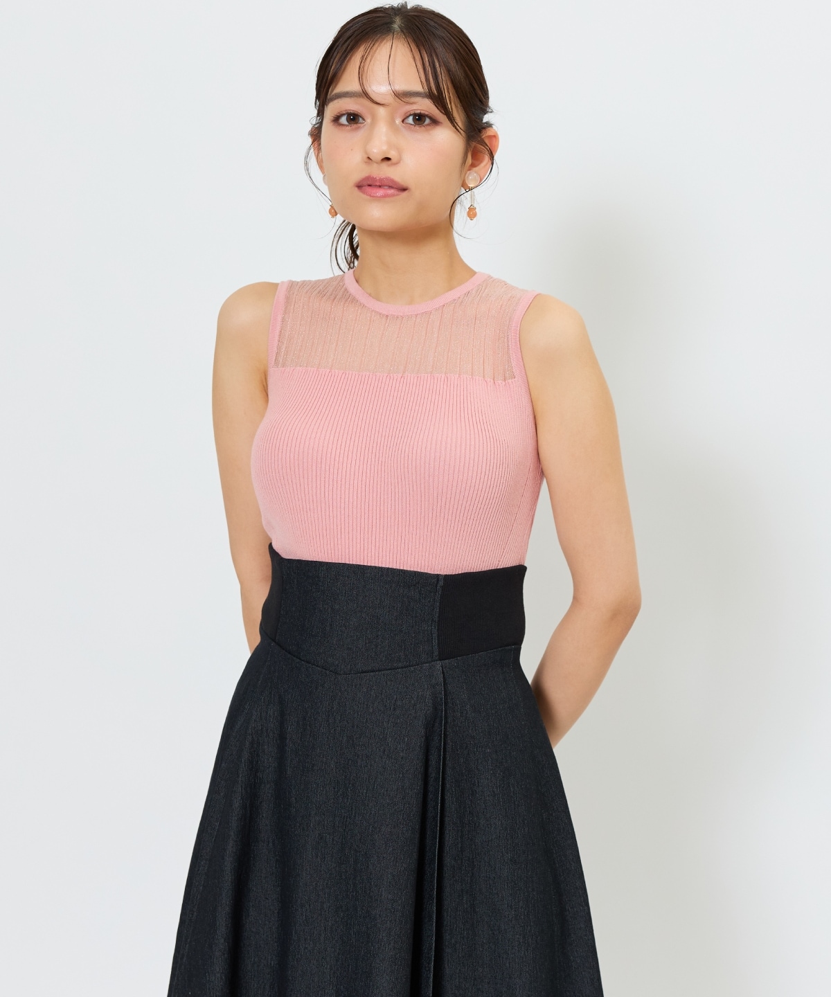 シアー切替ノースリトップス