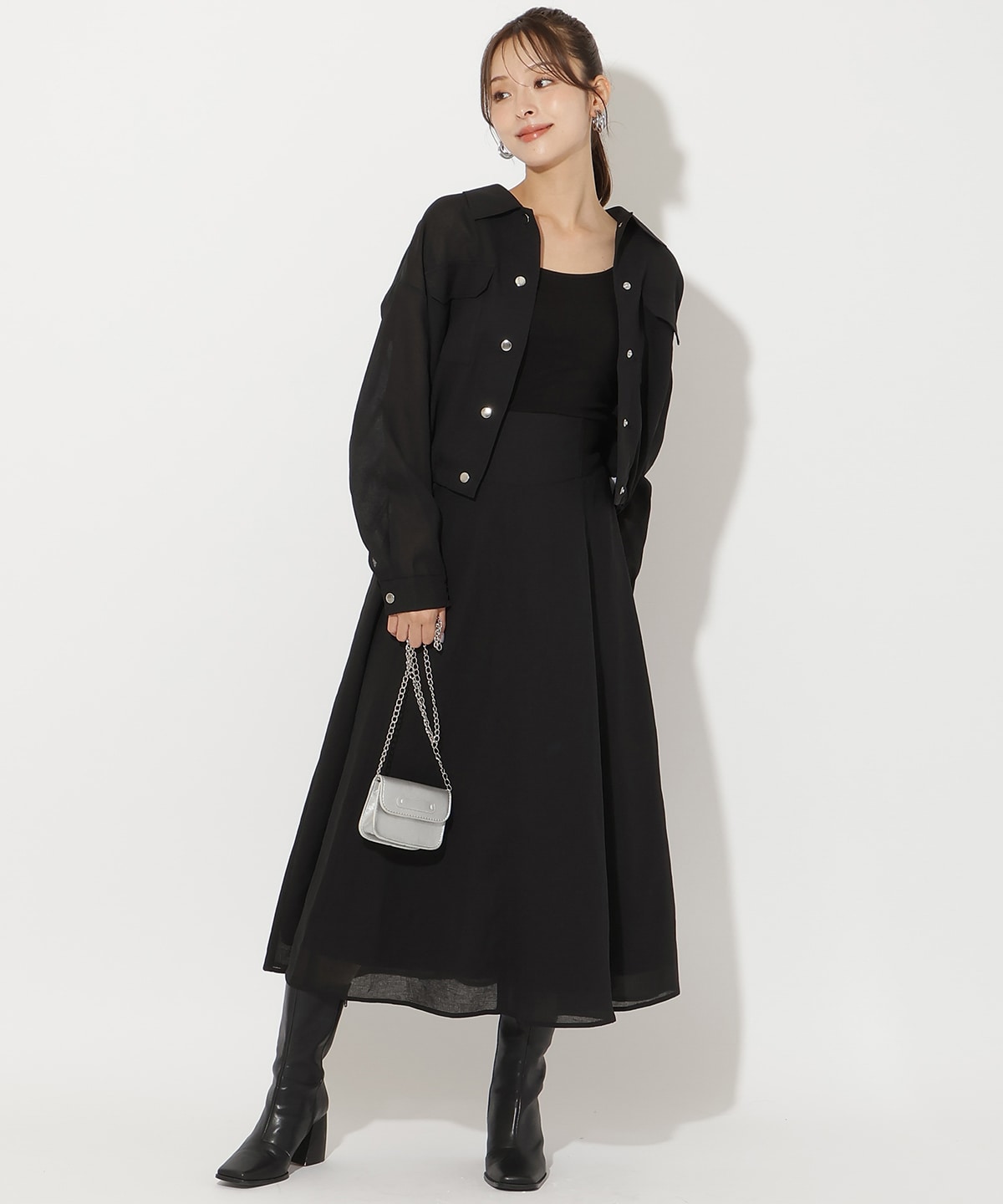 サイドリブシアーフレアスカート