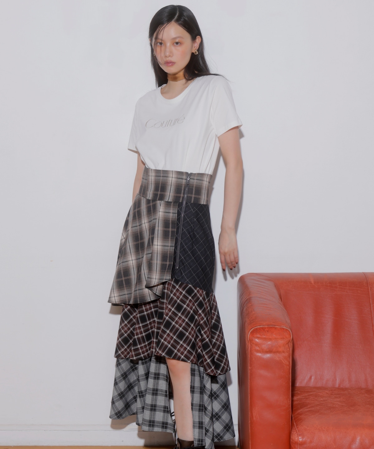 パッチワークティアードスカート