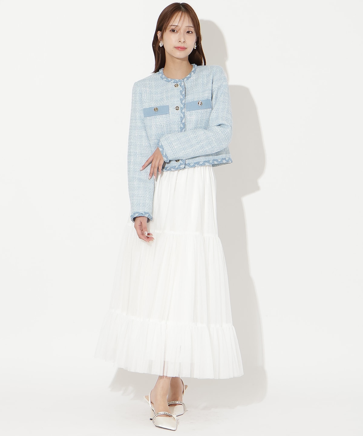 チュールティアードギャザースカート