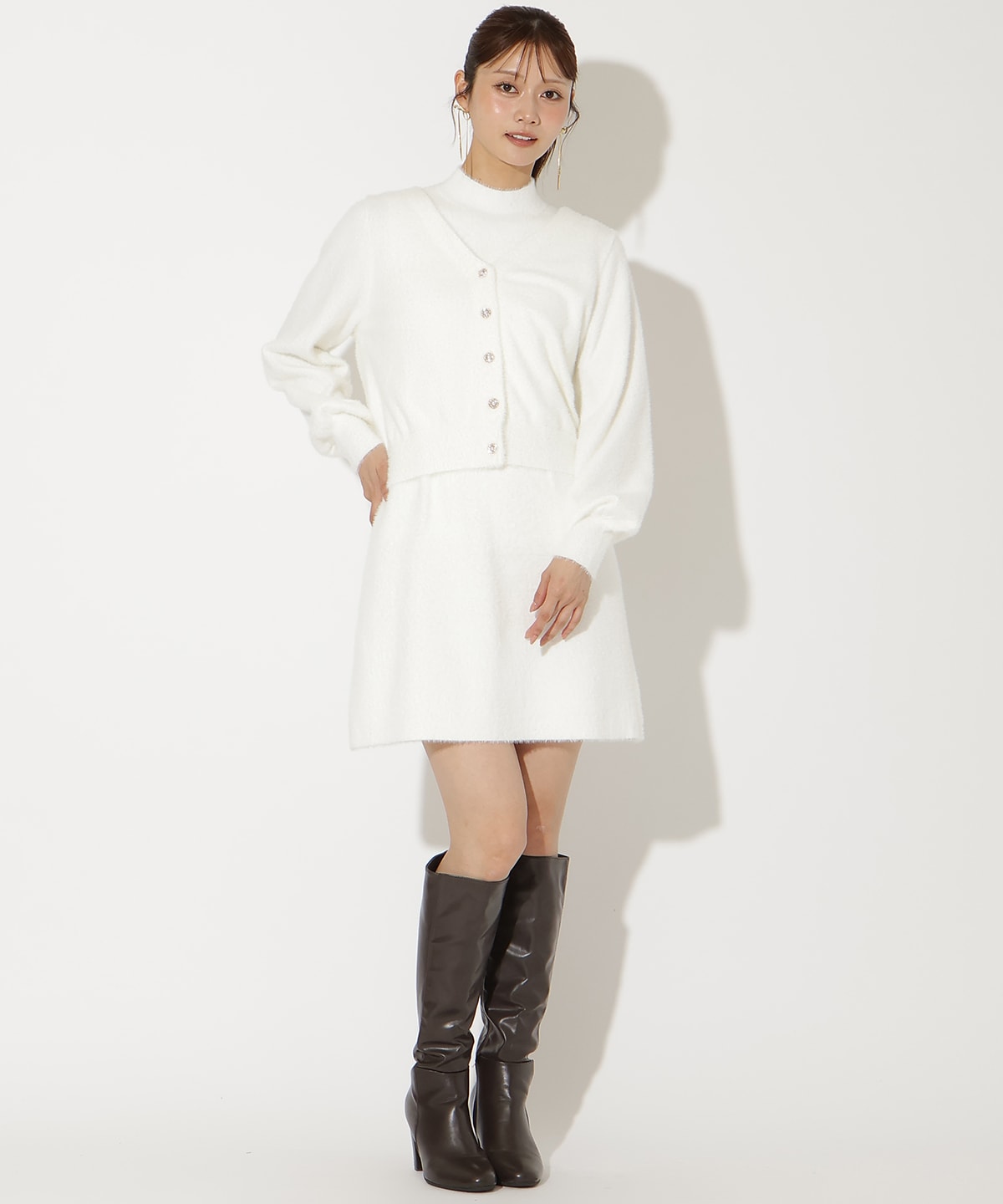 ラメフェザーニットアンサンブル