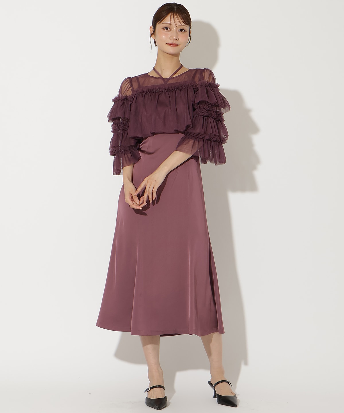 ティアードスリーブレイヤードドレス