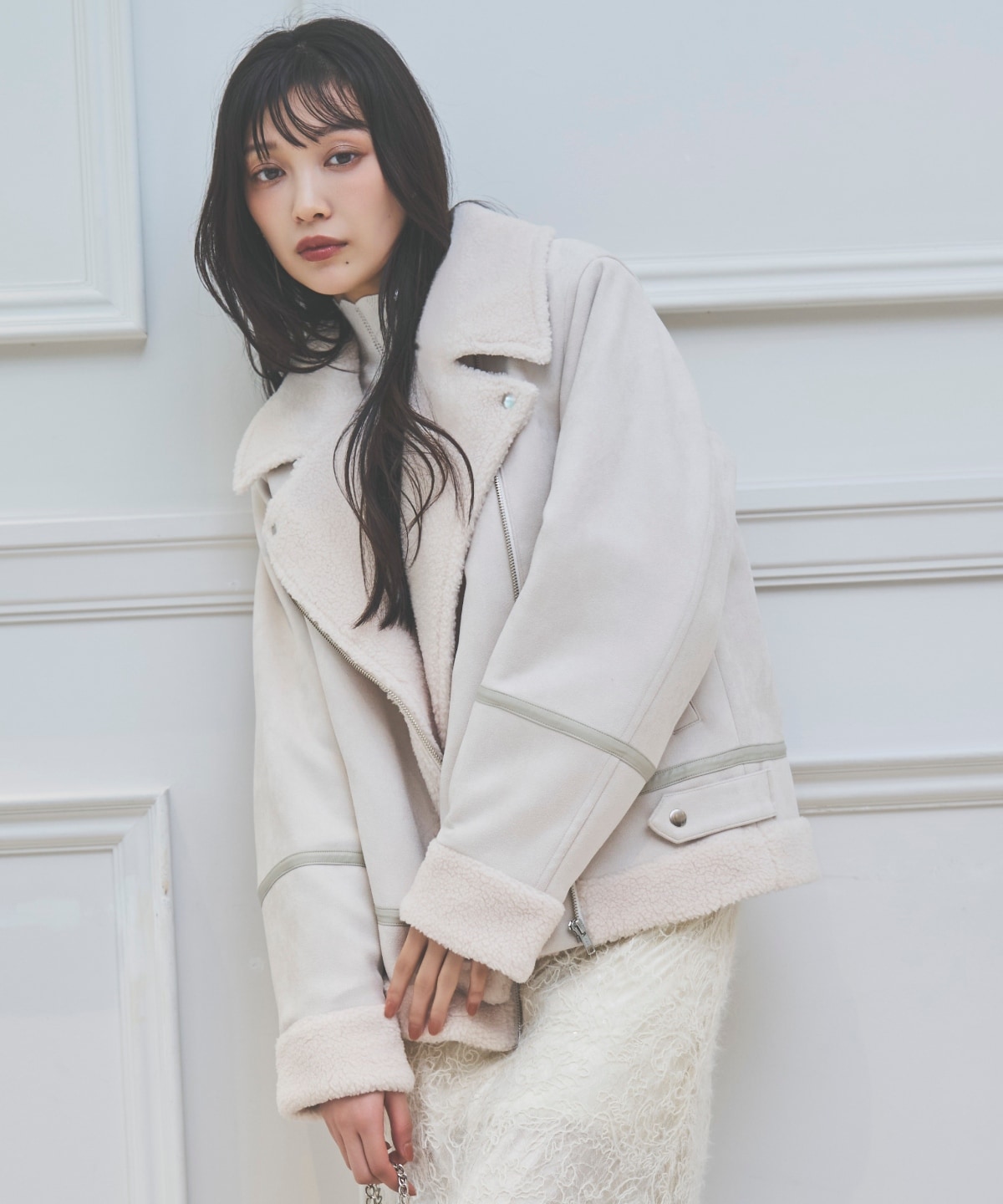 ムートンボアライダースブルゾン