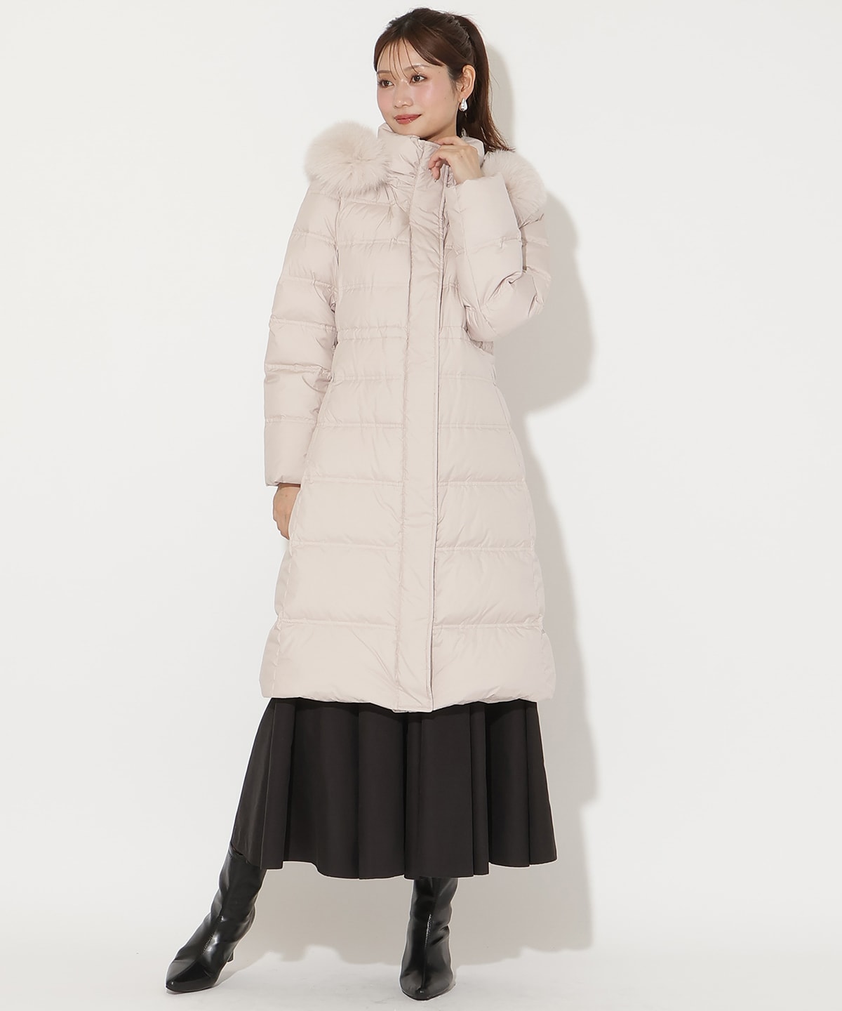 FOXファー付きプレミアムミドルロングダウン