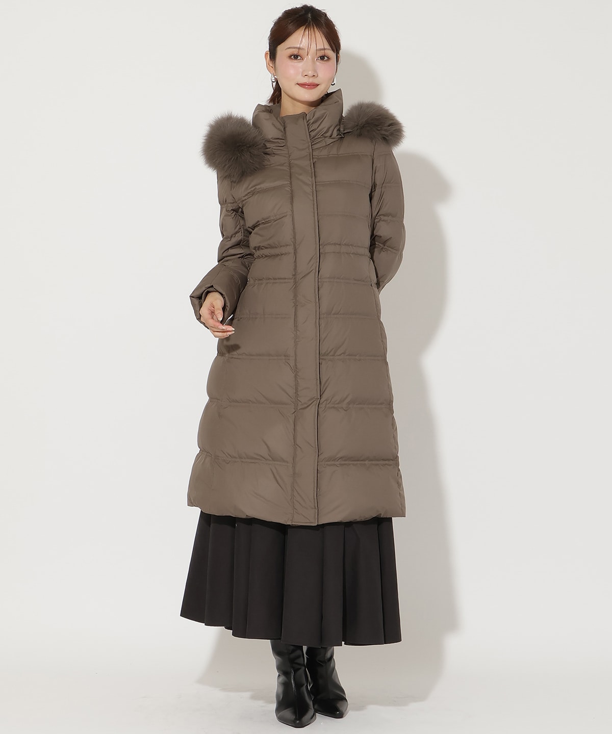 FOXファー付きプレミアムミドルロングダウン