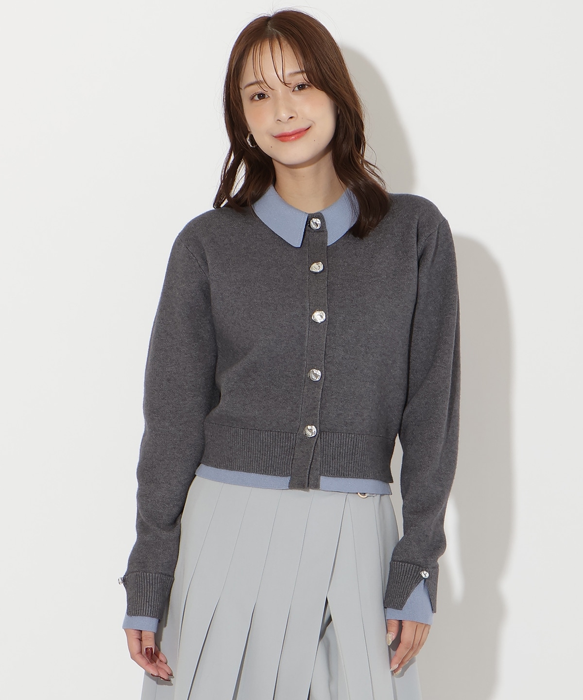 レイヤードライクニットカーデ