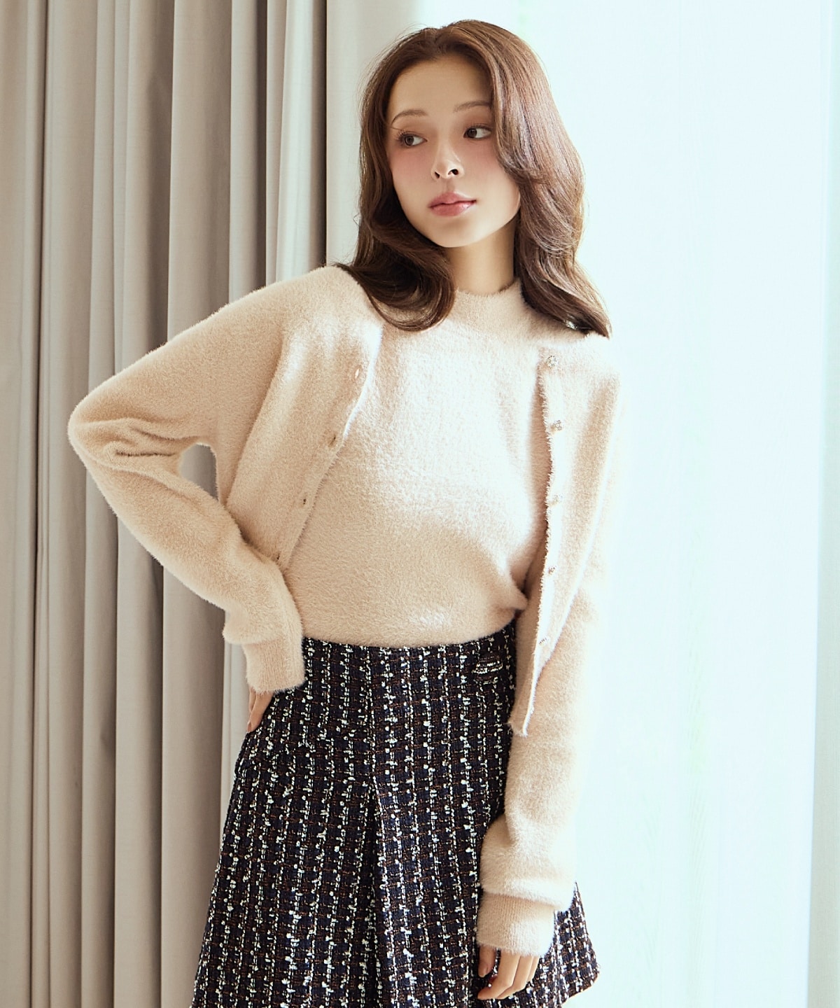 ラメフェザーニットアンサンブル