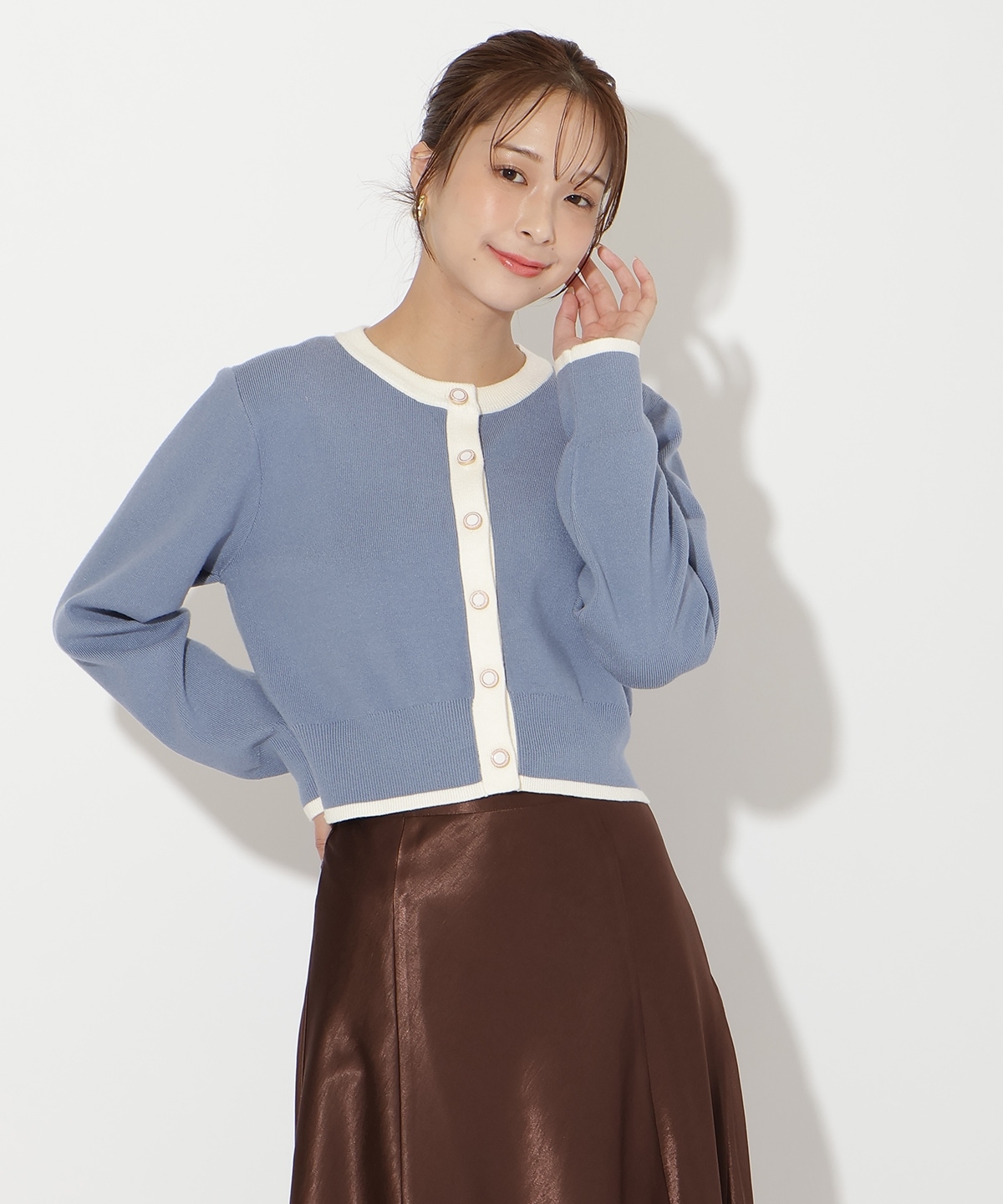 配色カーディガン