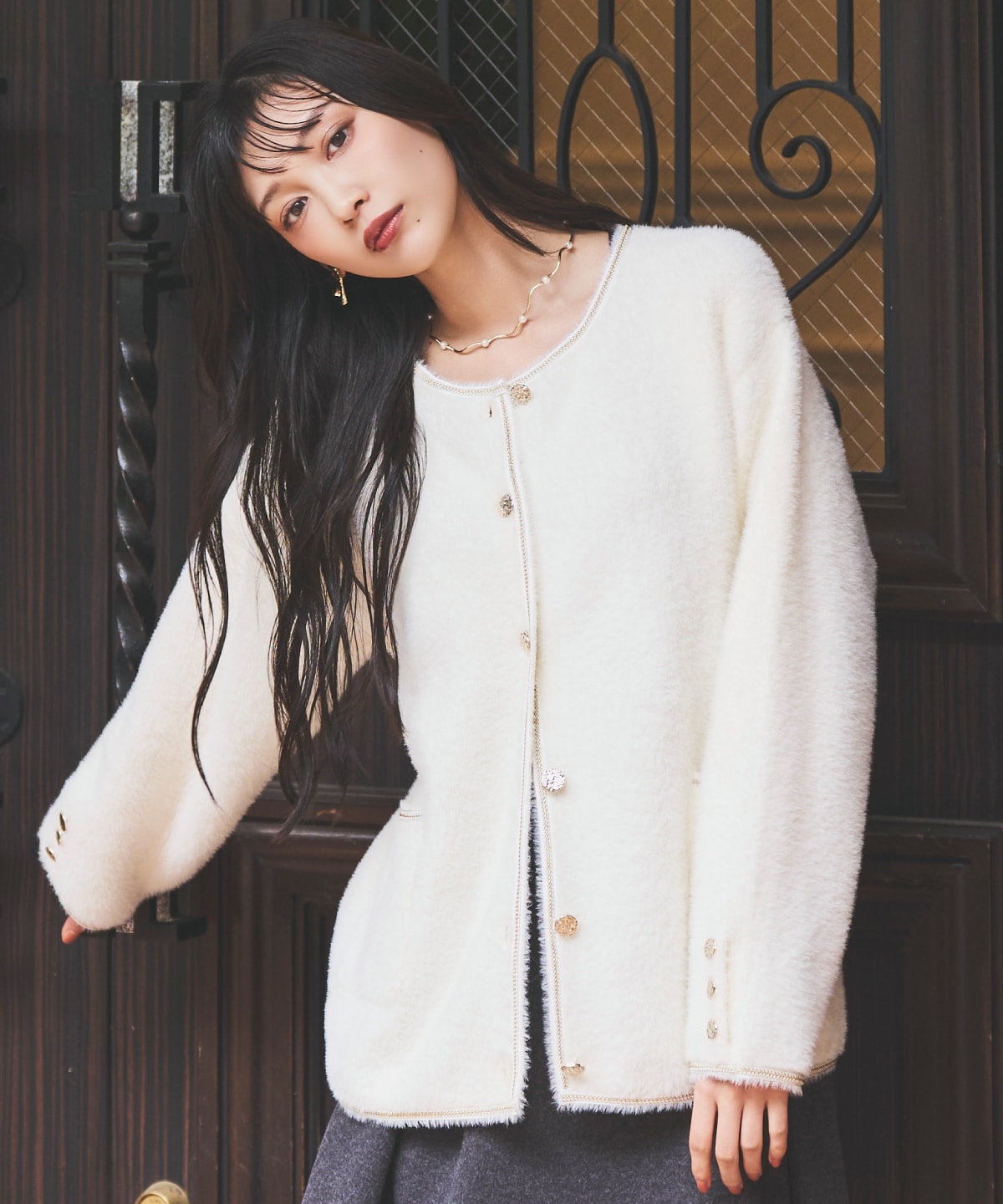 ダブルフェイスフェザーカーディガン