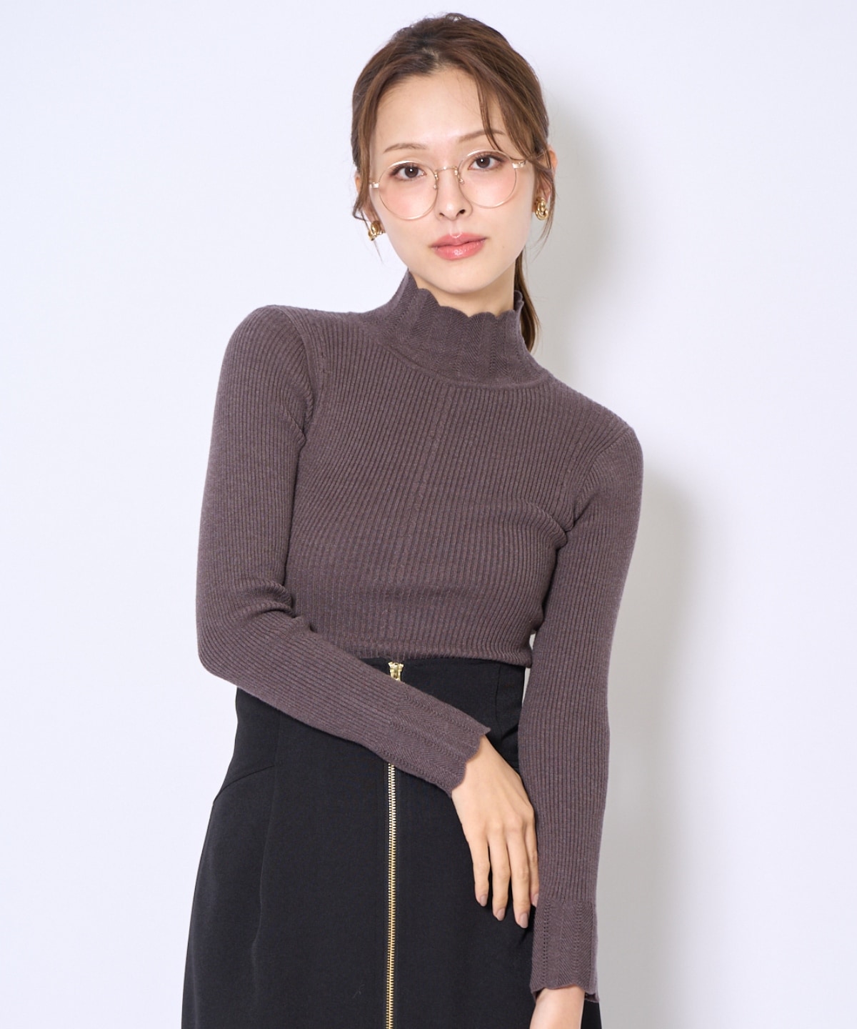 スカラハイネックニットプルオーバー