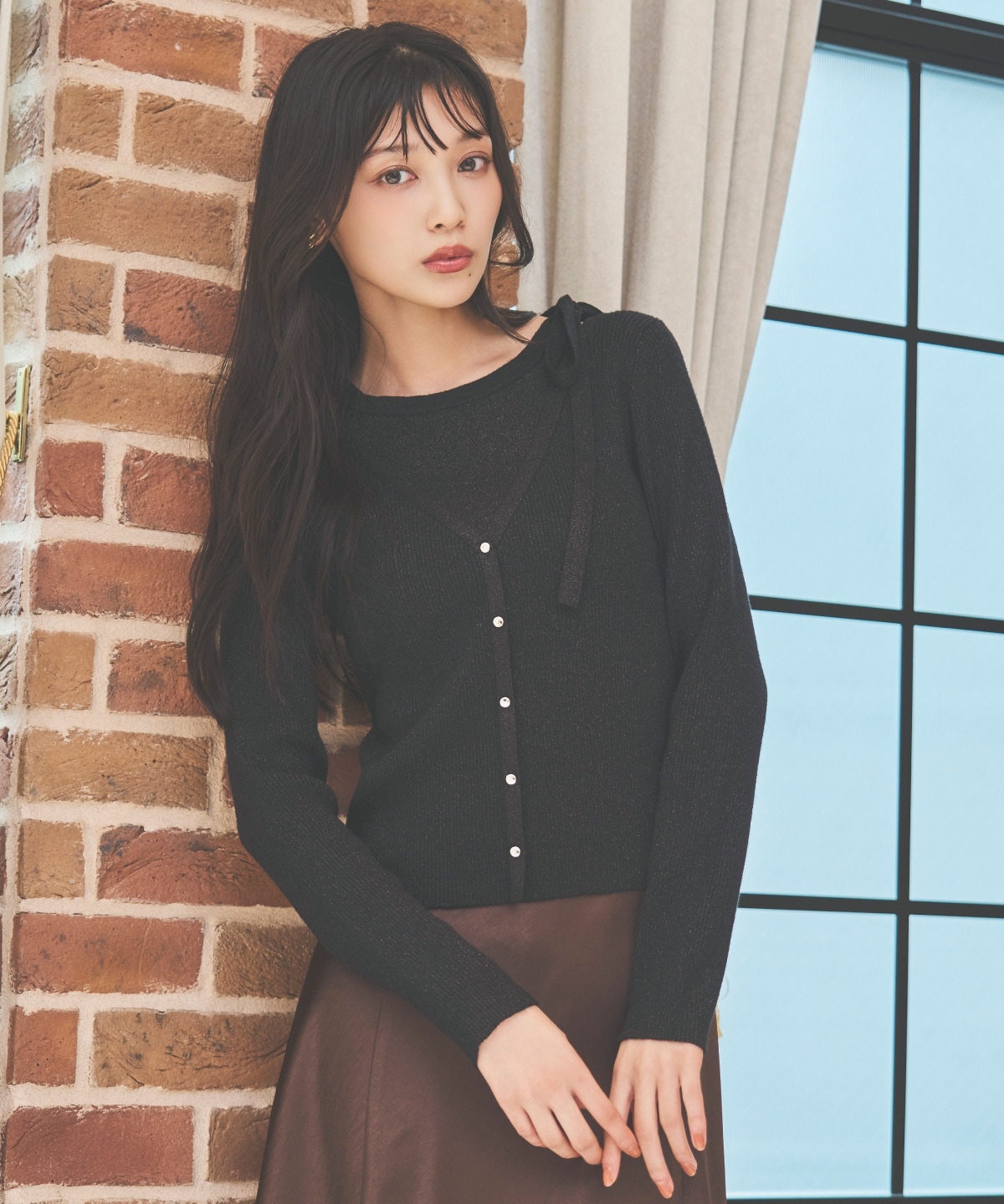 ホルタードッキングカーディガン風プルオーバー