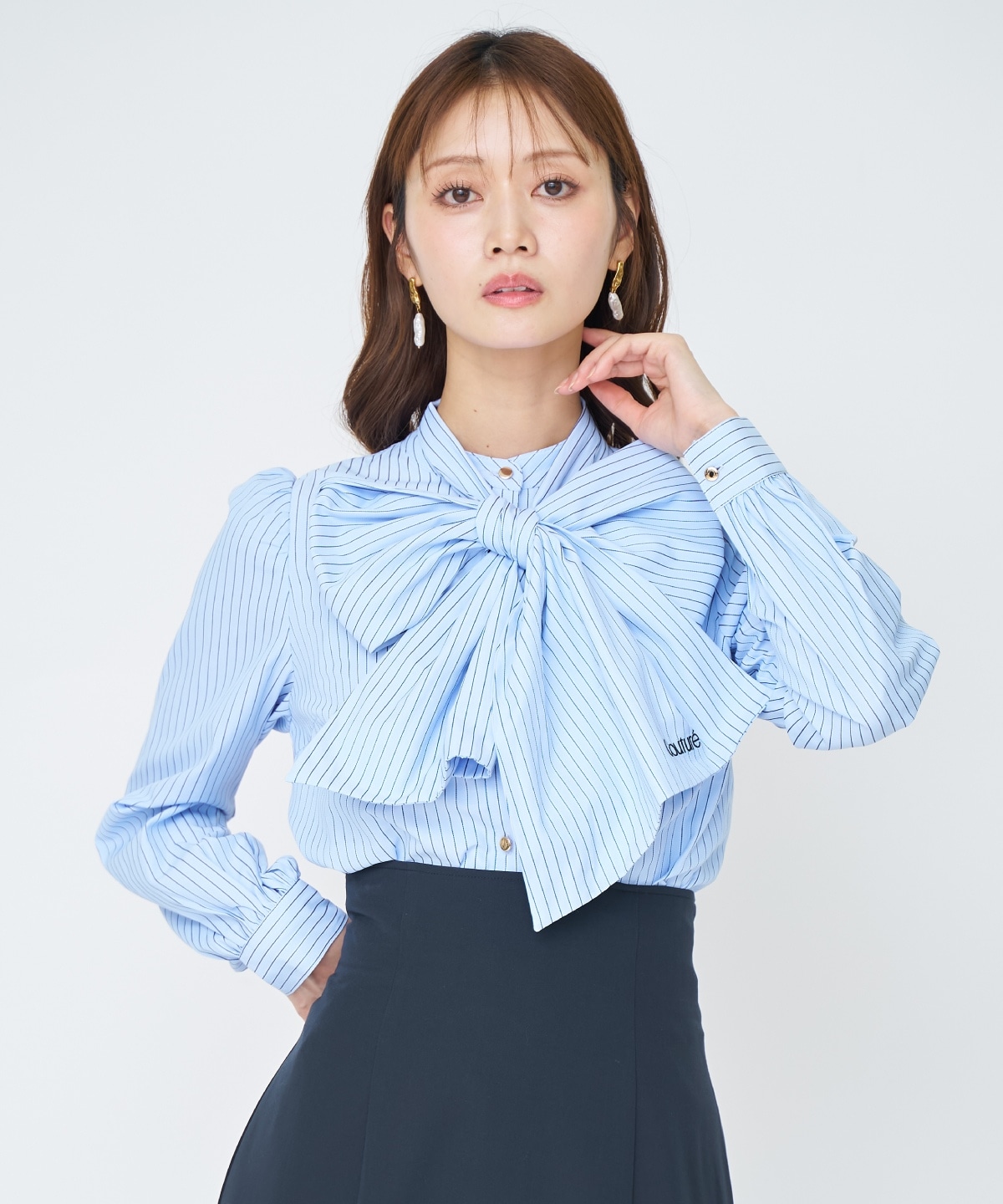 【先行予約受付中】バタフライリボンストライプブラウス