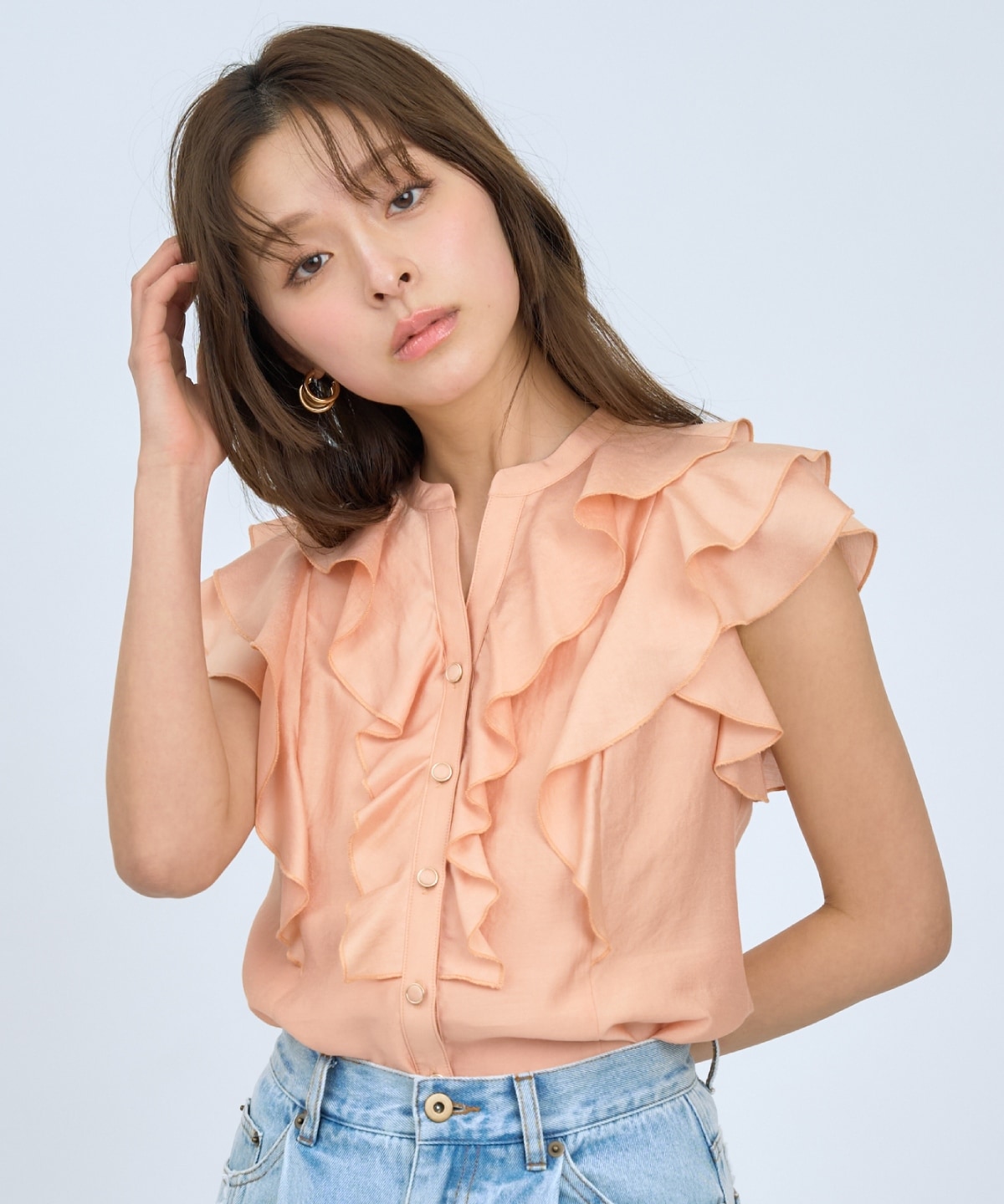 【先行予約受付中】フレンチスリーブラッフルブラウス