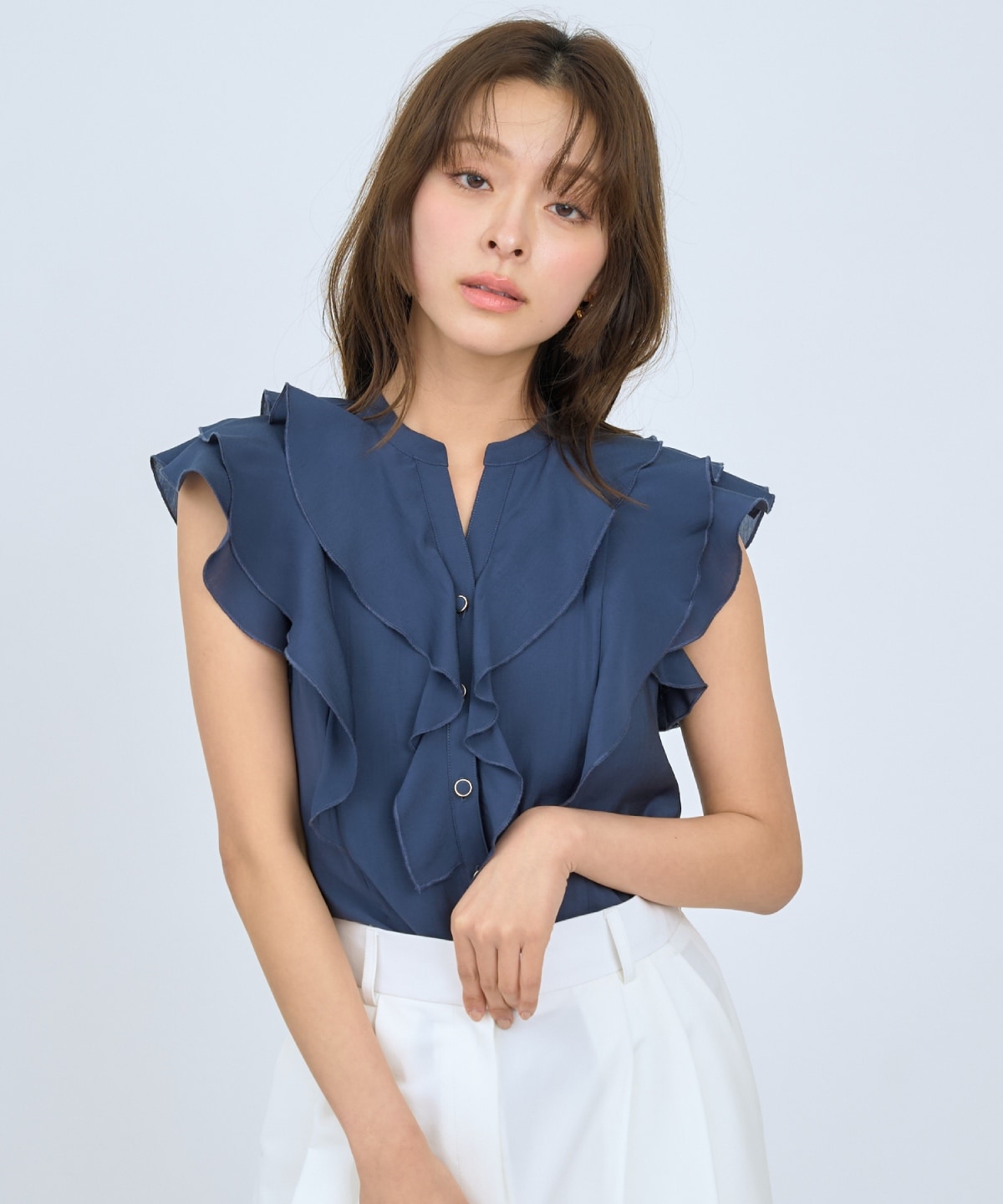 【先行予約受付中】フレンチスリーブラッフルブラウス