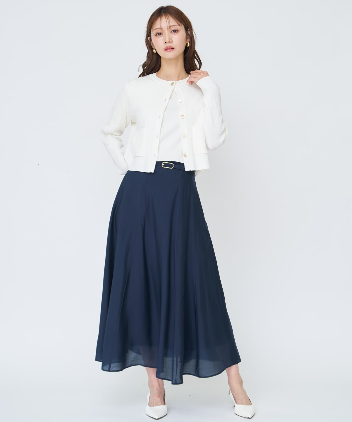 【先行予約受付中】ベルト付きシアーフレアスカート