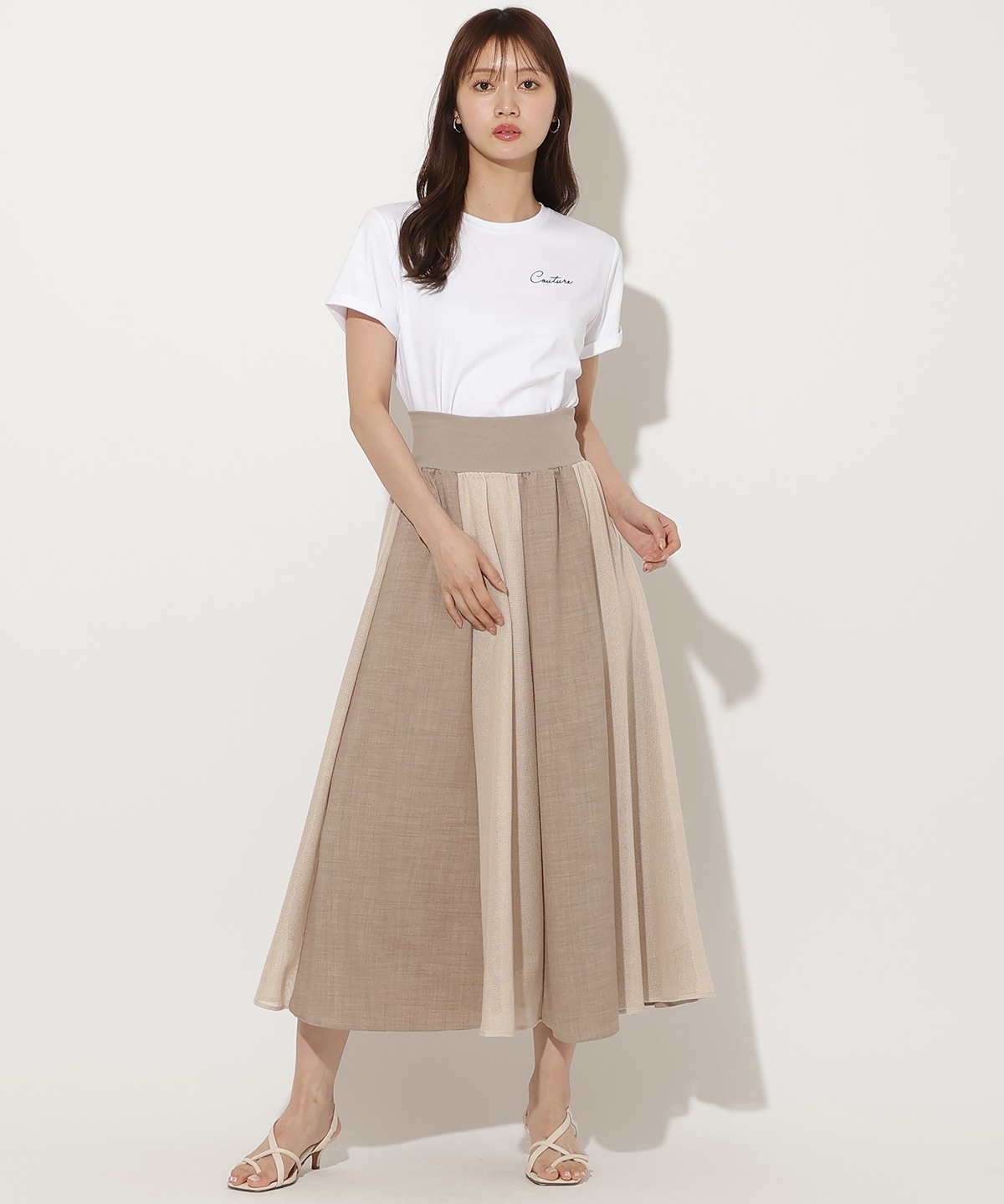 リネンライクメッシュロングスカート