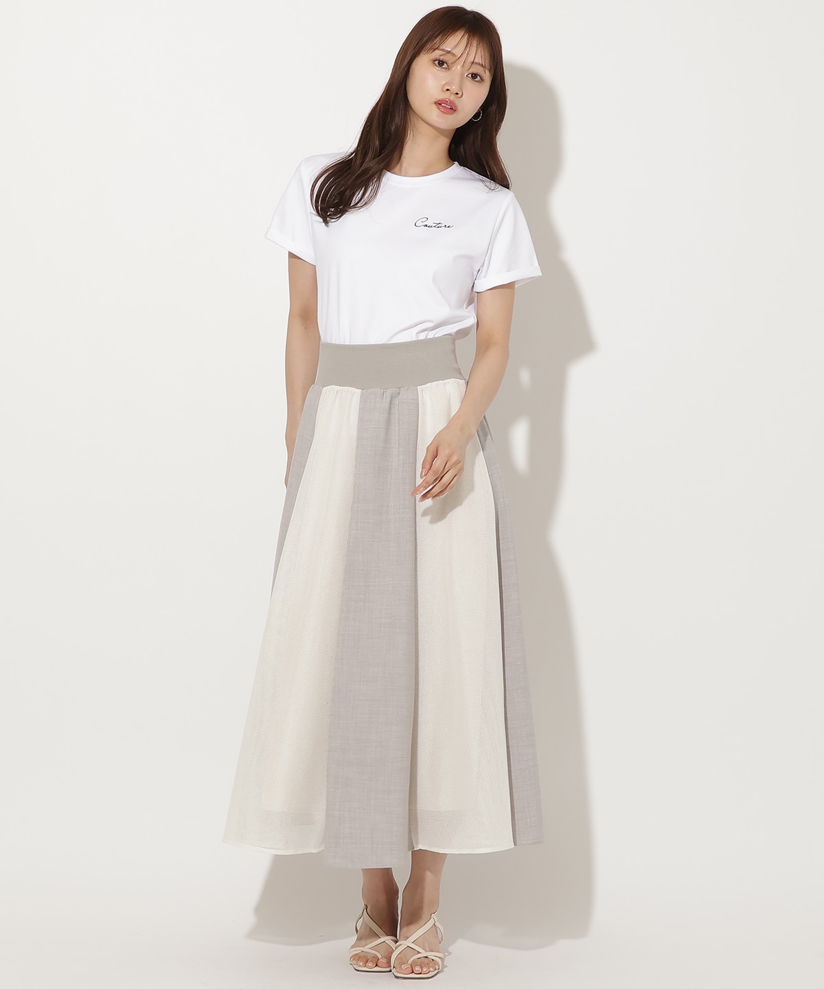 リネンライクメッシュロングスカート