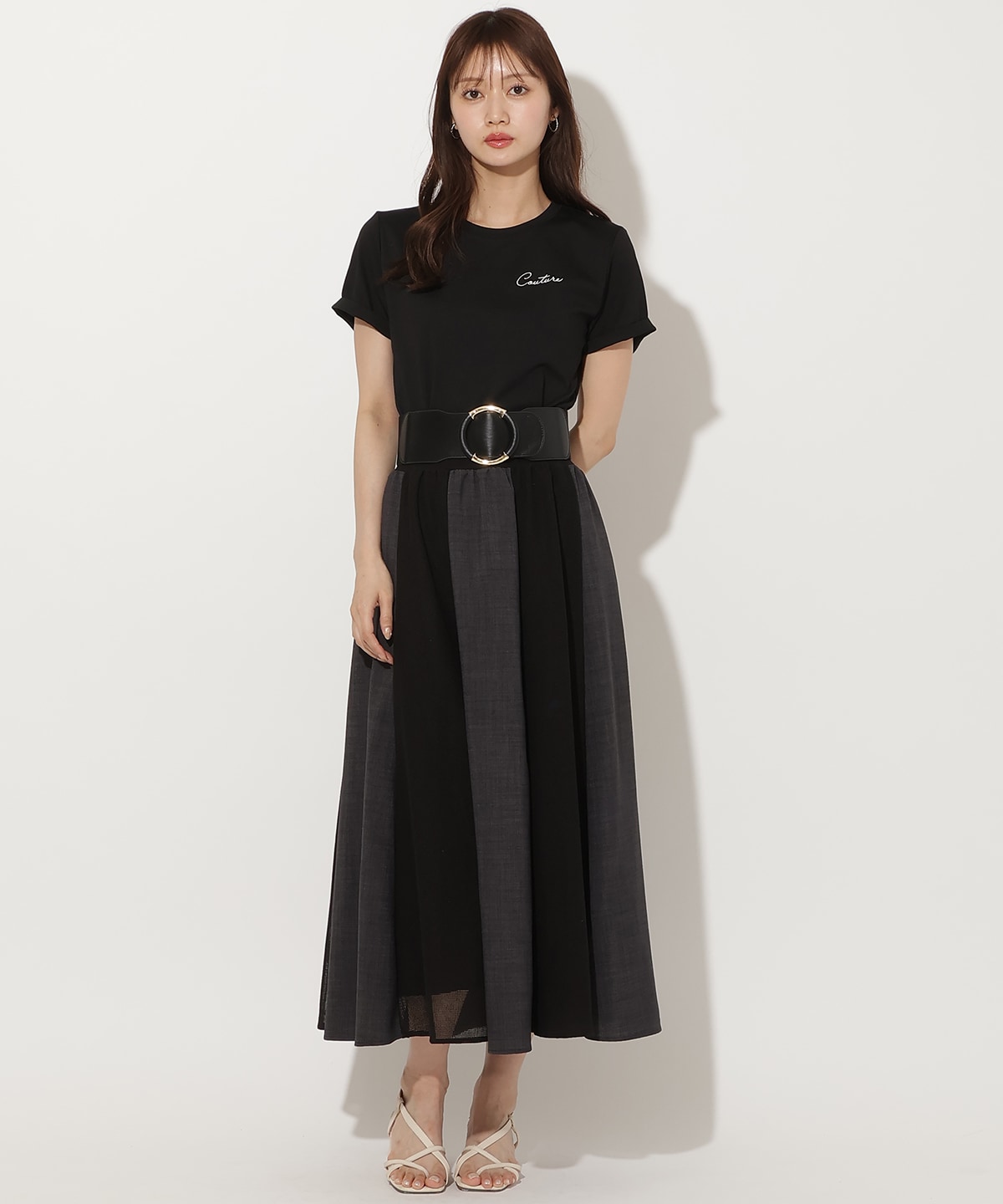 リネンライクメッシュロングスカート