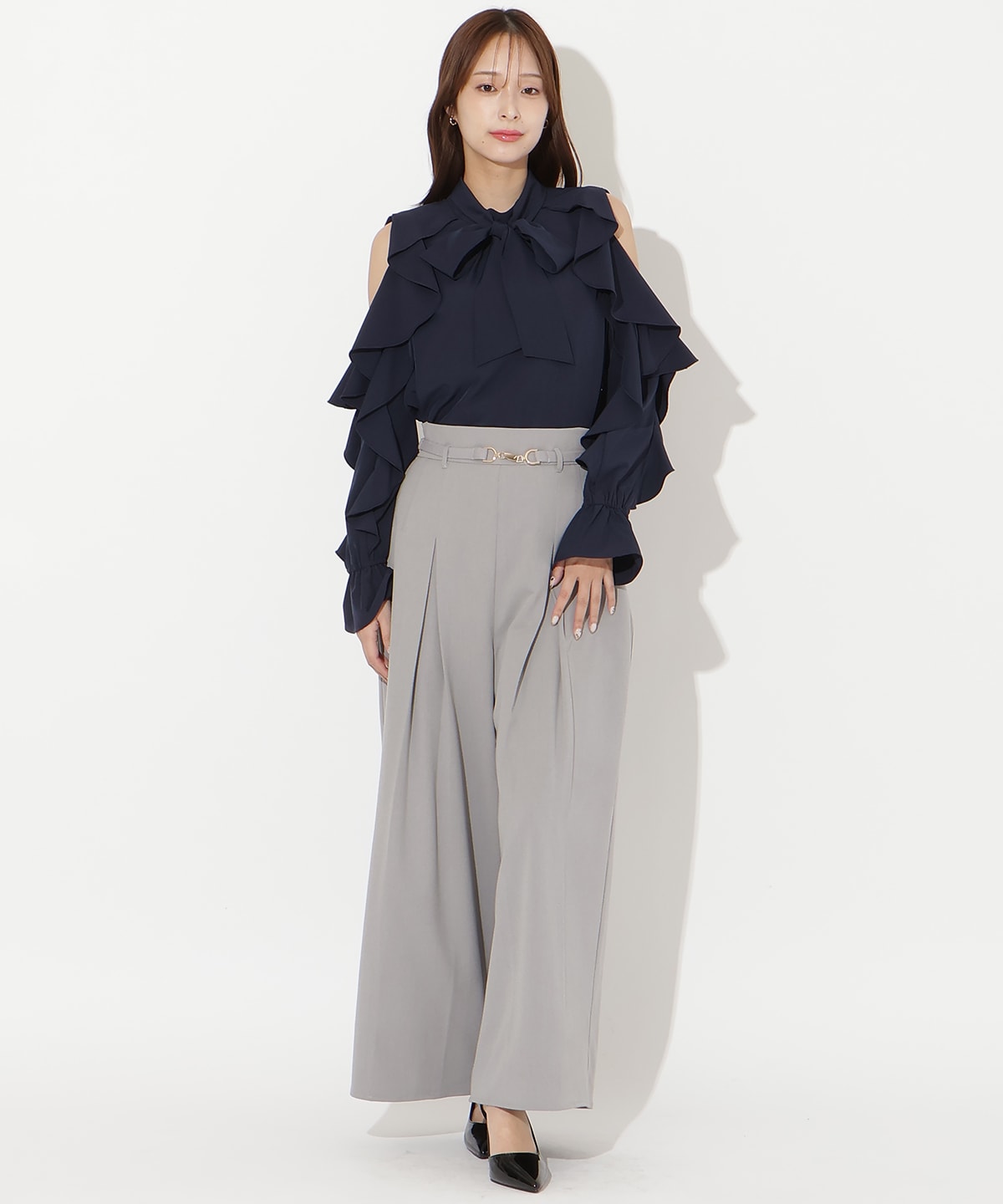 【先行予約受付中】ハイウエストタックワイドパンツ