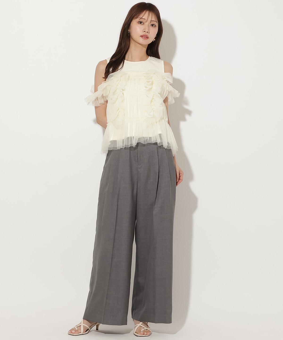 【先行予約受付中】ベルト付きハイウエストワイドパンツ