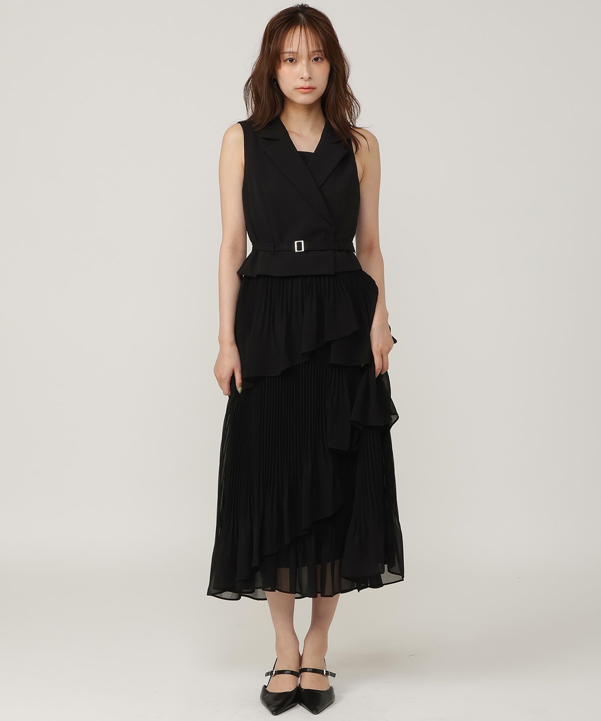 【5/14(木)一部店舗先行発売】ベストレイヤード消しプリーツワンピース