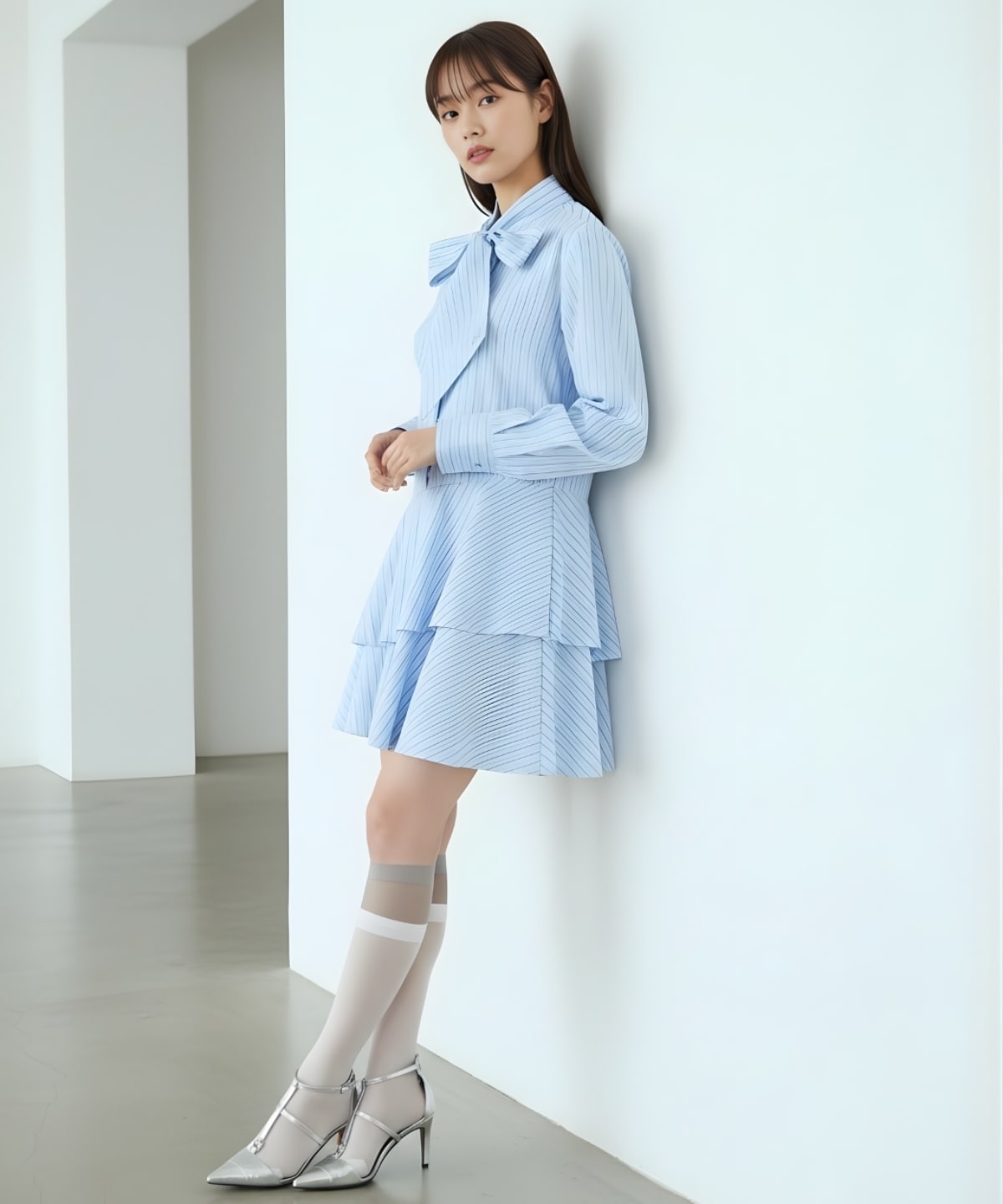 【先行予約受付中】アシメストライプミニワンピース