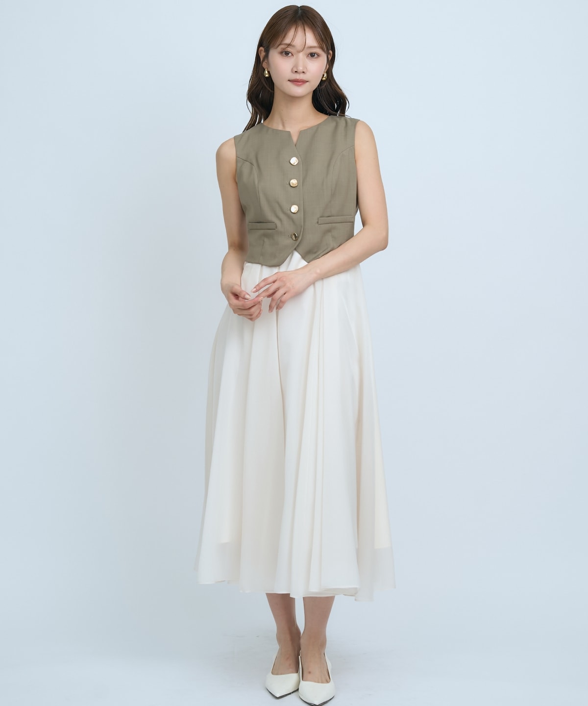 ショートジレレイヤードワンピース