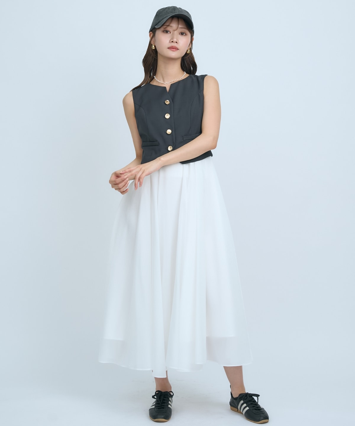 ショートジレレイヤードワンピース