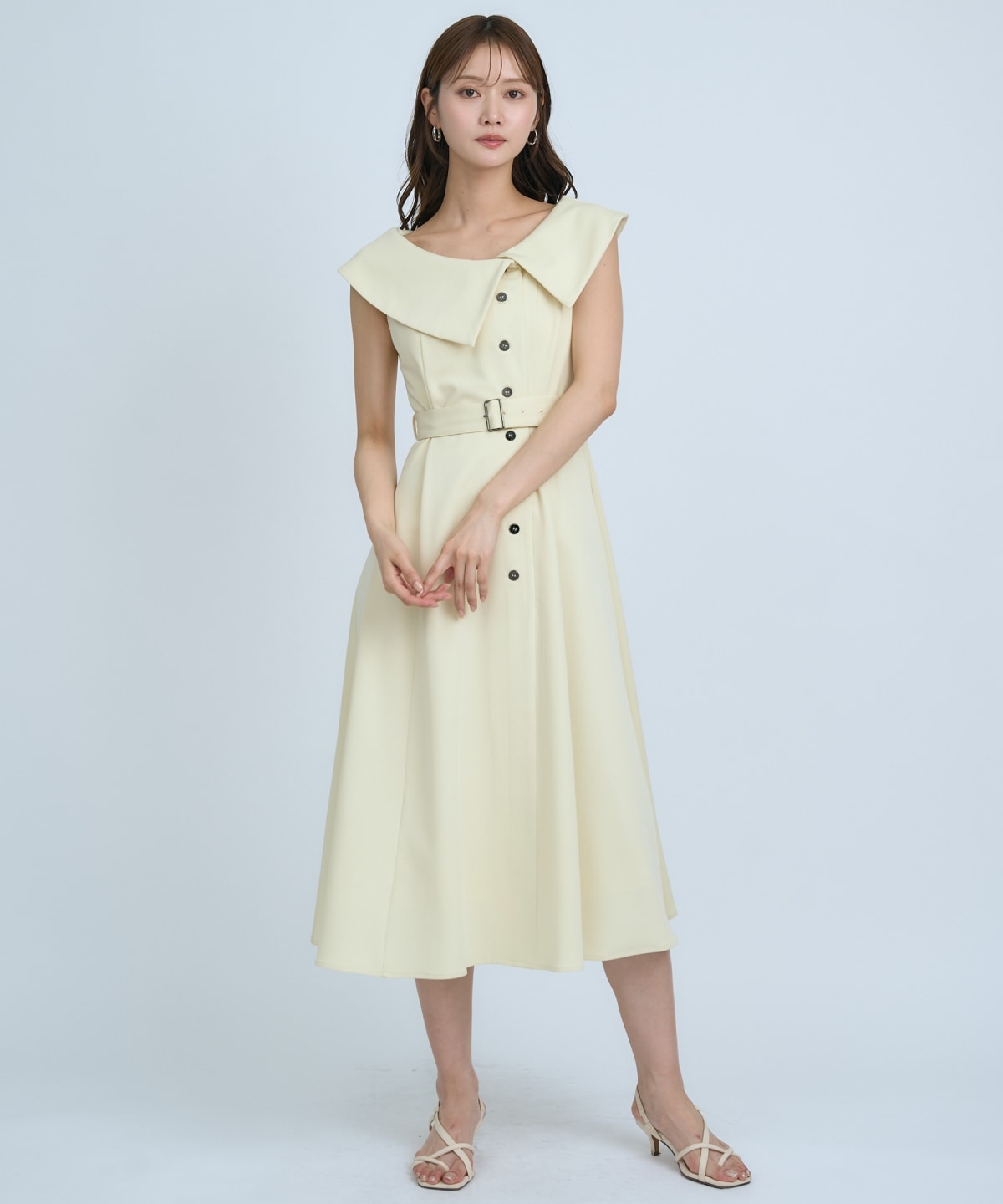 【先行予約受付中】アシメビックカラー前ボタンワンピース