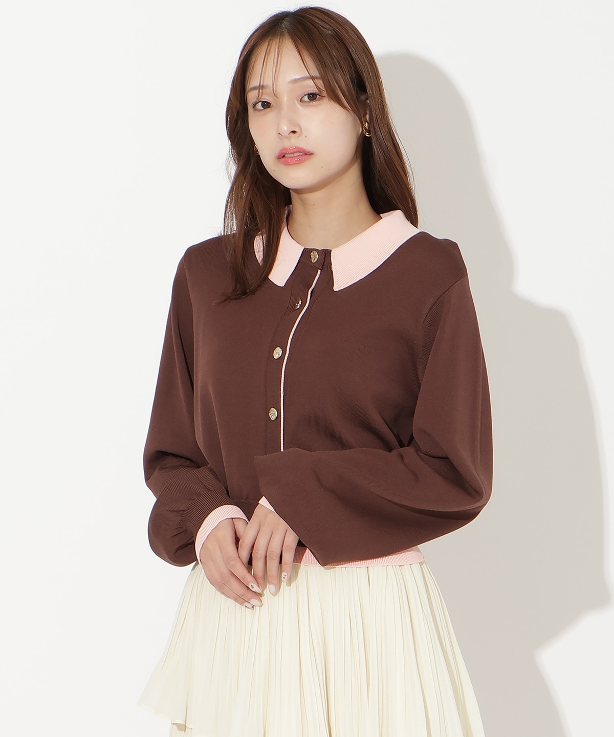 【先行予約受付中】配色レイヤードライクニットカーディガン