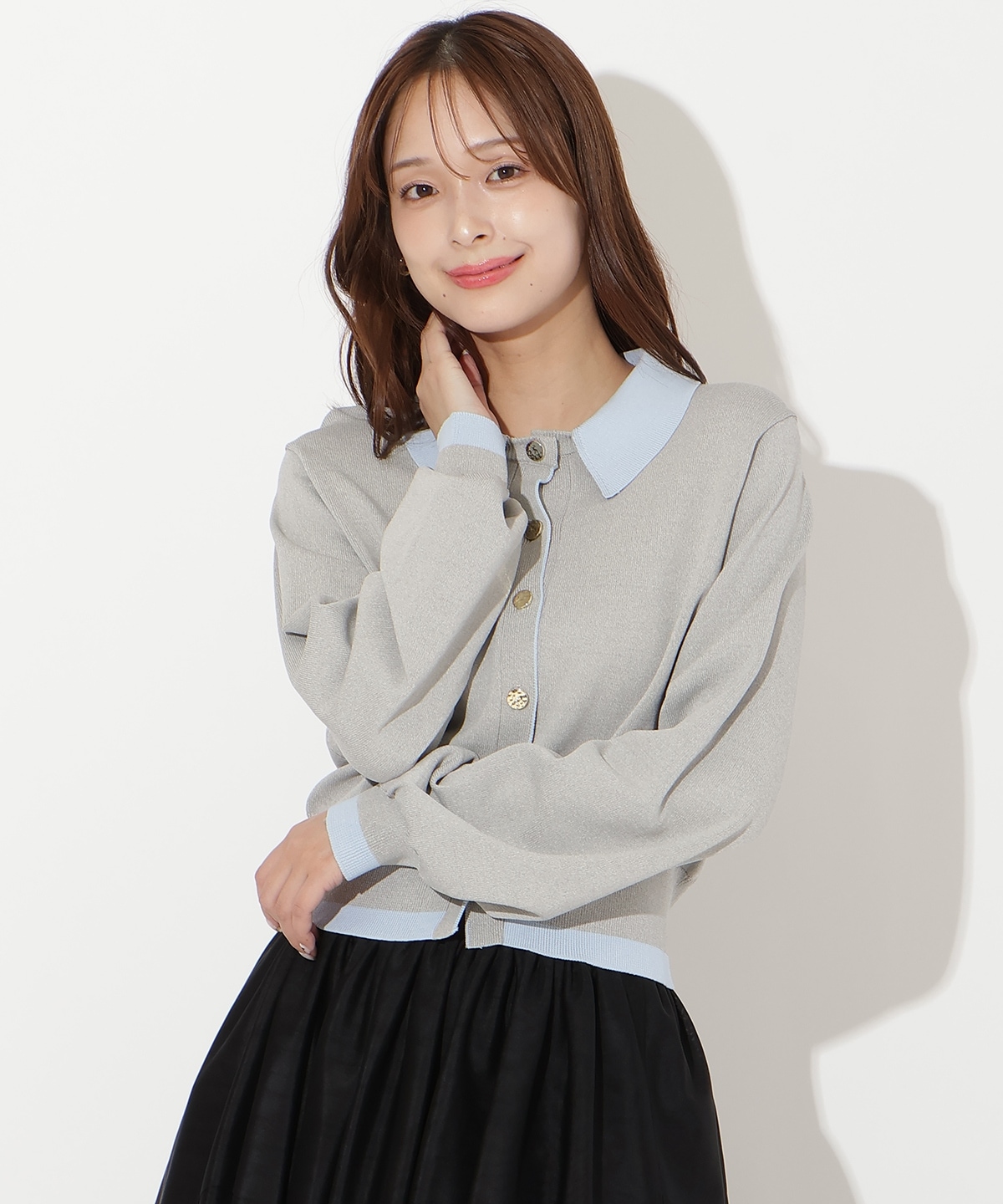 【先行予約受付中】配色レイヤードライクニットカーディガン