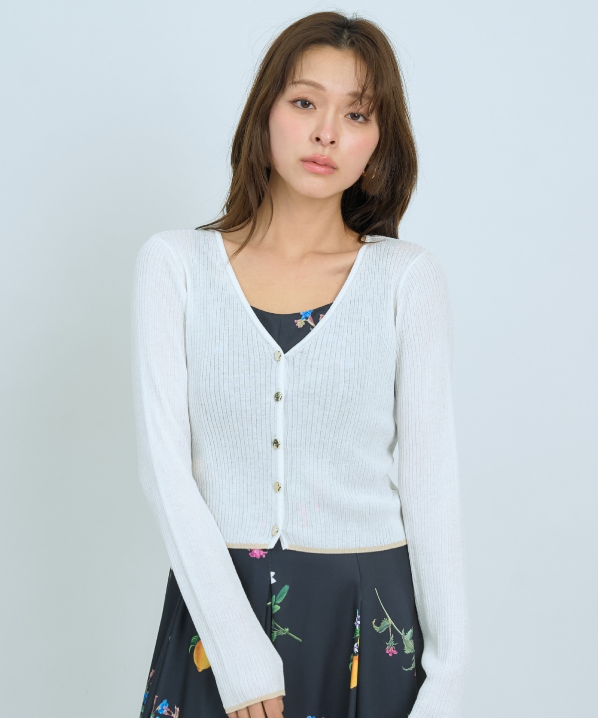 【5/14(木)一部店舗先行発売】シアーリブクロップドニットカーディガン