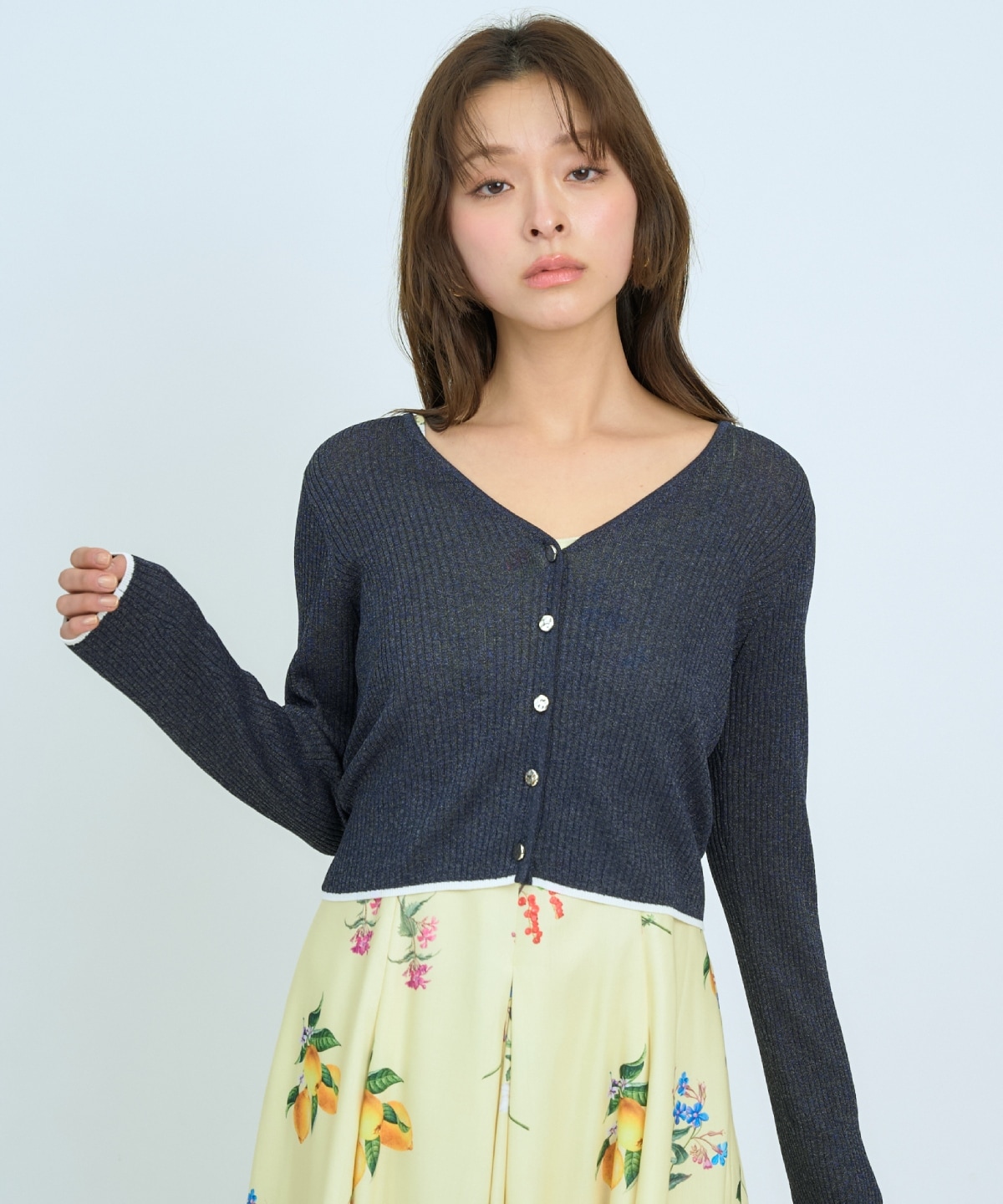 【5/14(木)一部店舗先行発売】シアーリブクロップドニットカーディガン