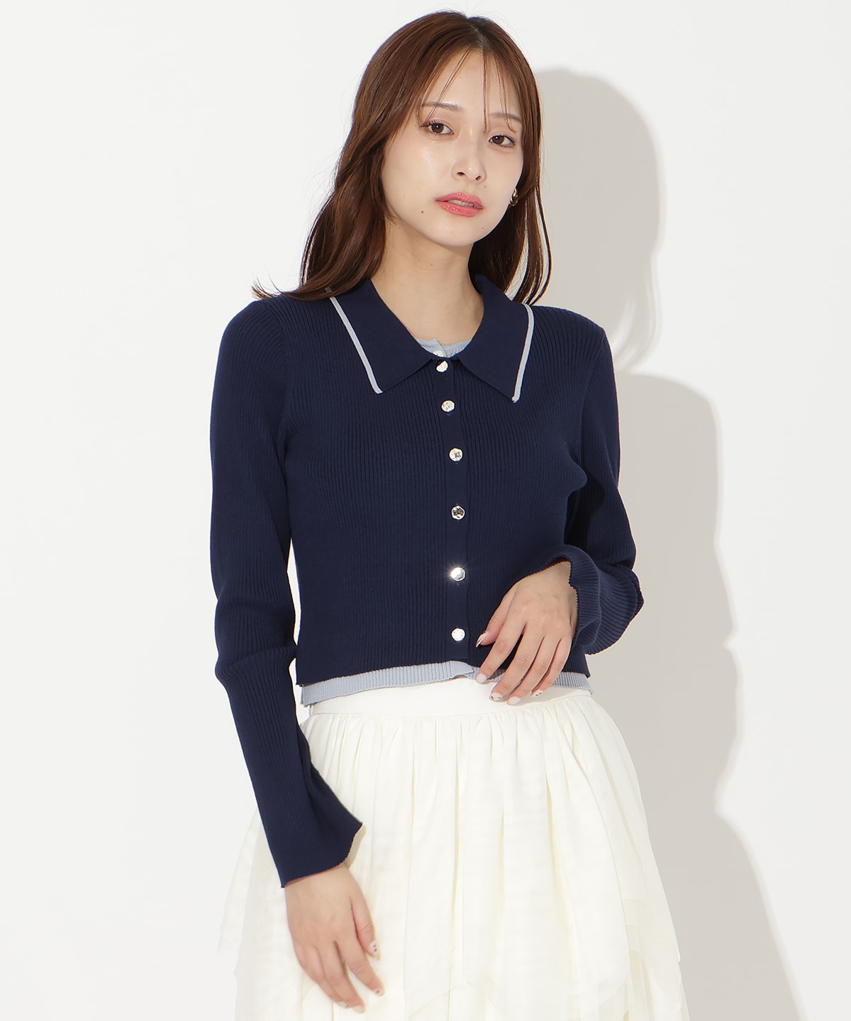 【先行予約受付中】襟付きレイヤード風カーディガン