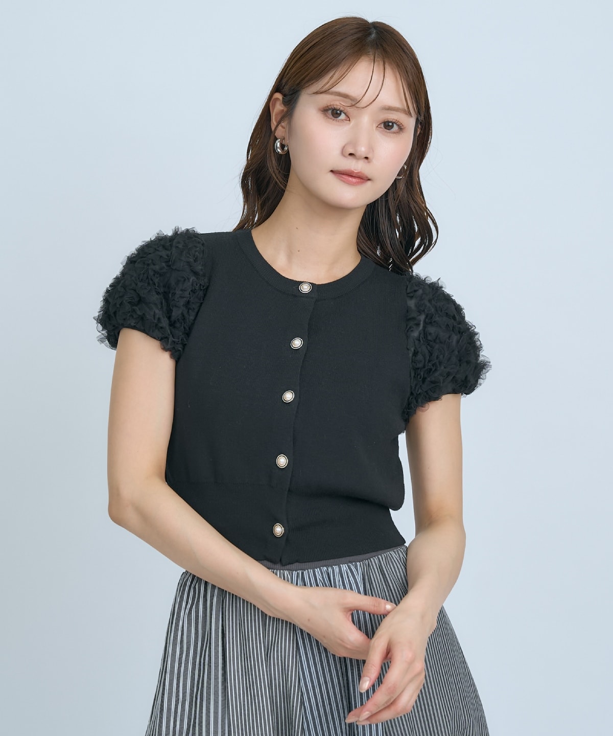 フラワーチュールスリーブカーディガン