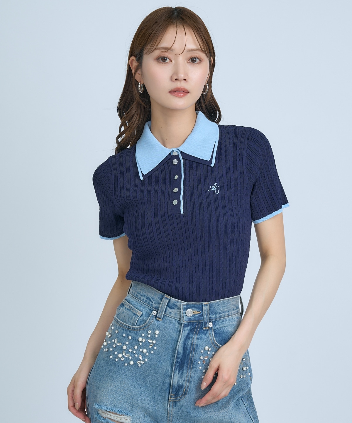 【先行予約受付中】ダブルカラーケーブルポロニット