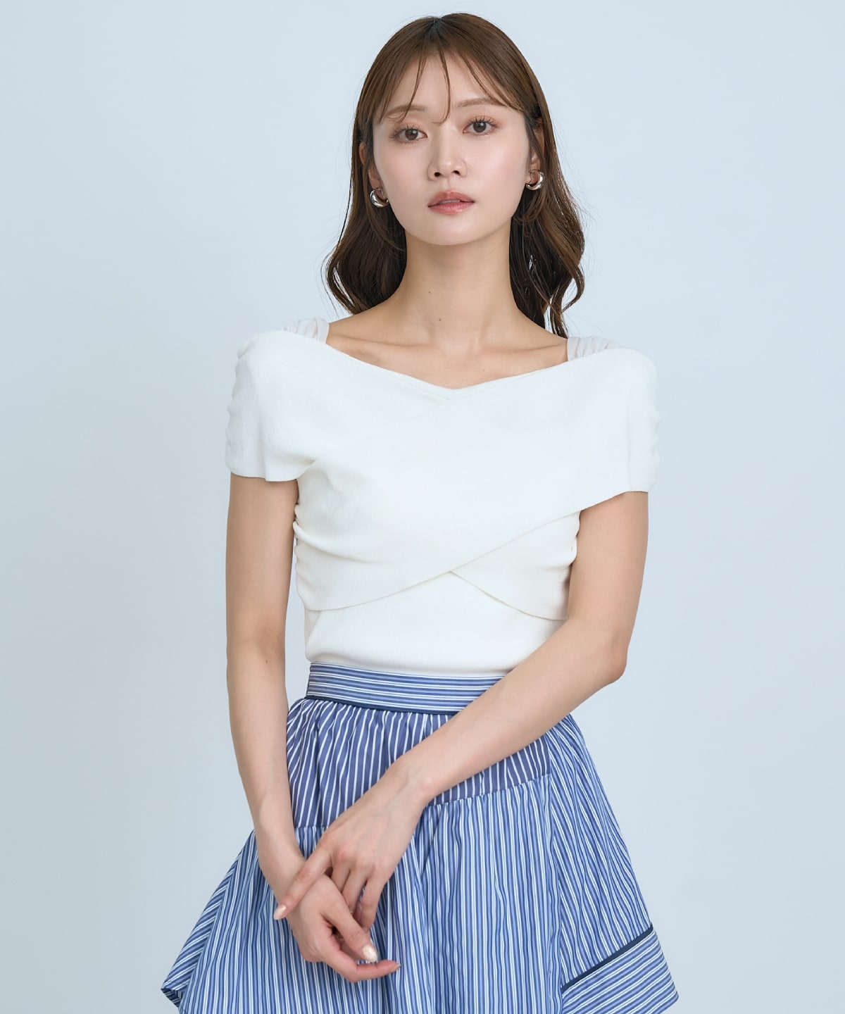 【先行予約受付中】クロスネックオフショルニットプルオーバー