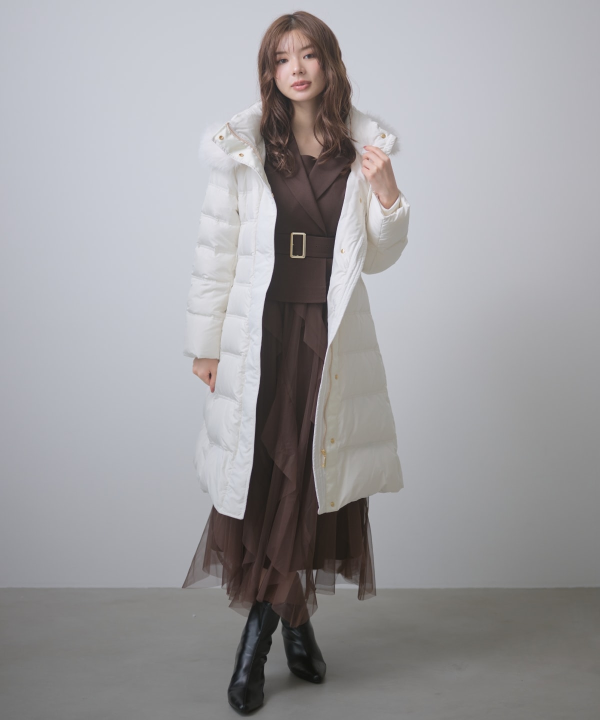 【9/10(木)10時 先行予約スタート】ベルト付きロングダウンコート