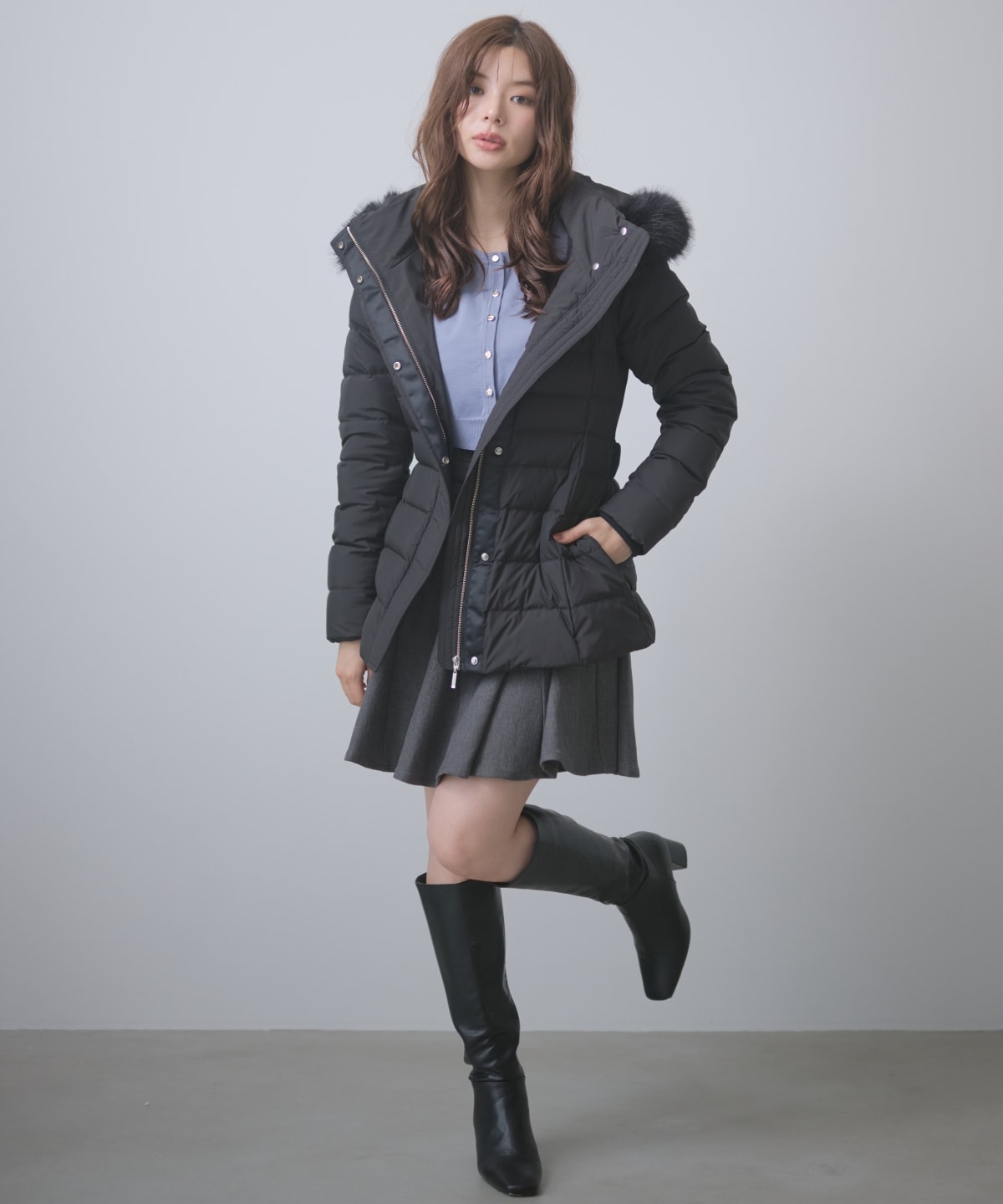 【9/10(木)10時 先行予約スタート】ベルト付きミドルダウンコート