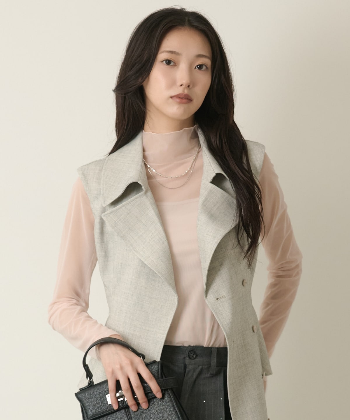 インナーキャミ付きシアートップス