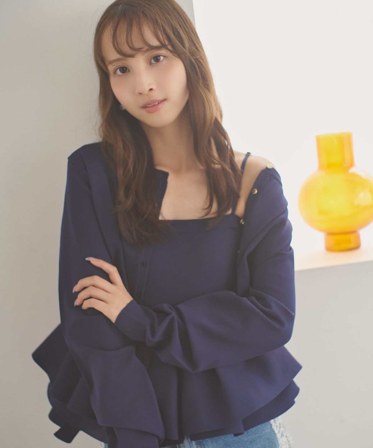 【9月17日(木)発売】ペプラムニットキャミ×ニットカーディガンセット