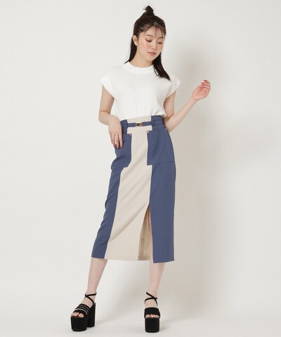 バイカラータイトスカート(S ベージュ): REDYAZEL｜公式オンライン  