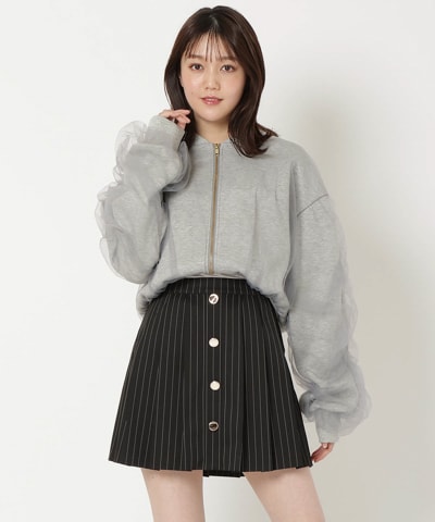 フロントボタンプリーツミニスカート