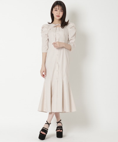 デコルテリボンあきマーメイドワンピース