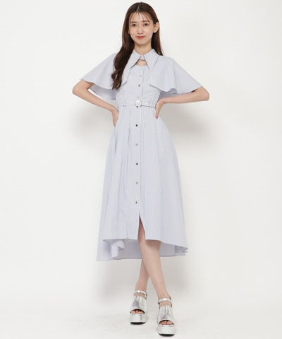 ケープフレアストライプワンピース