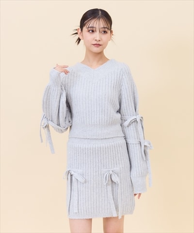 【セットアップ可能】ラメスパンコールニットミニスカート